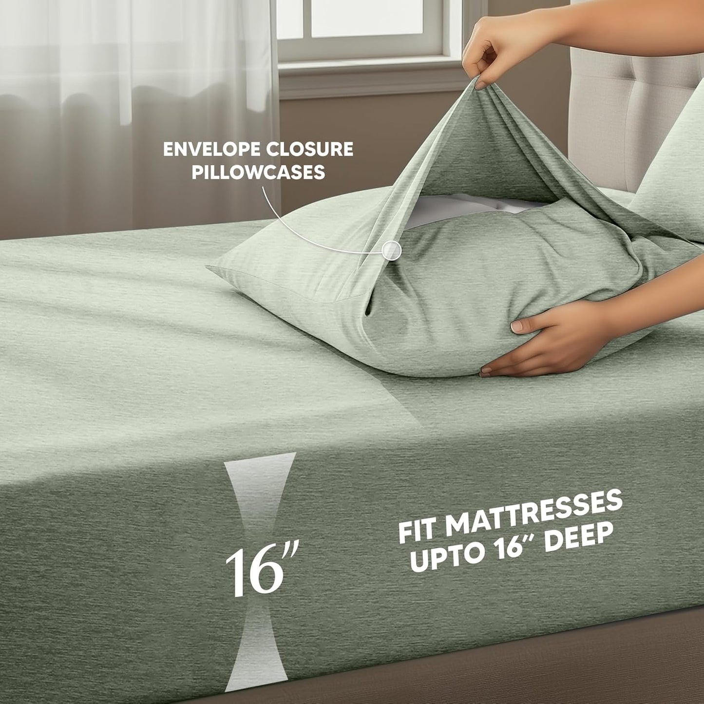 Utopia Bedding Queen Size Sheet Set - Soft, Breathable Microfiber - 4-Piece in Heather Sage