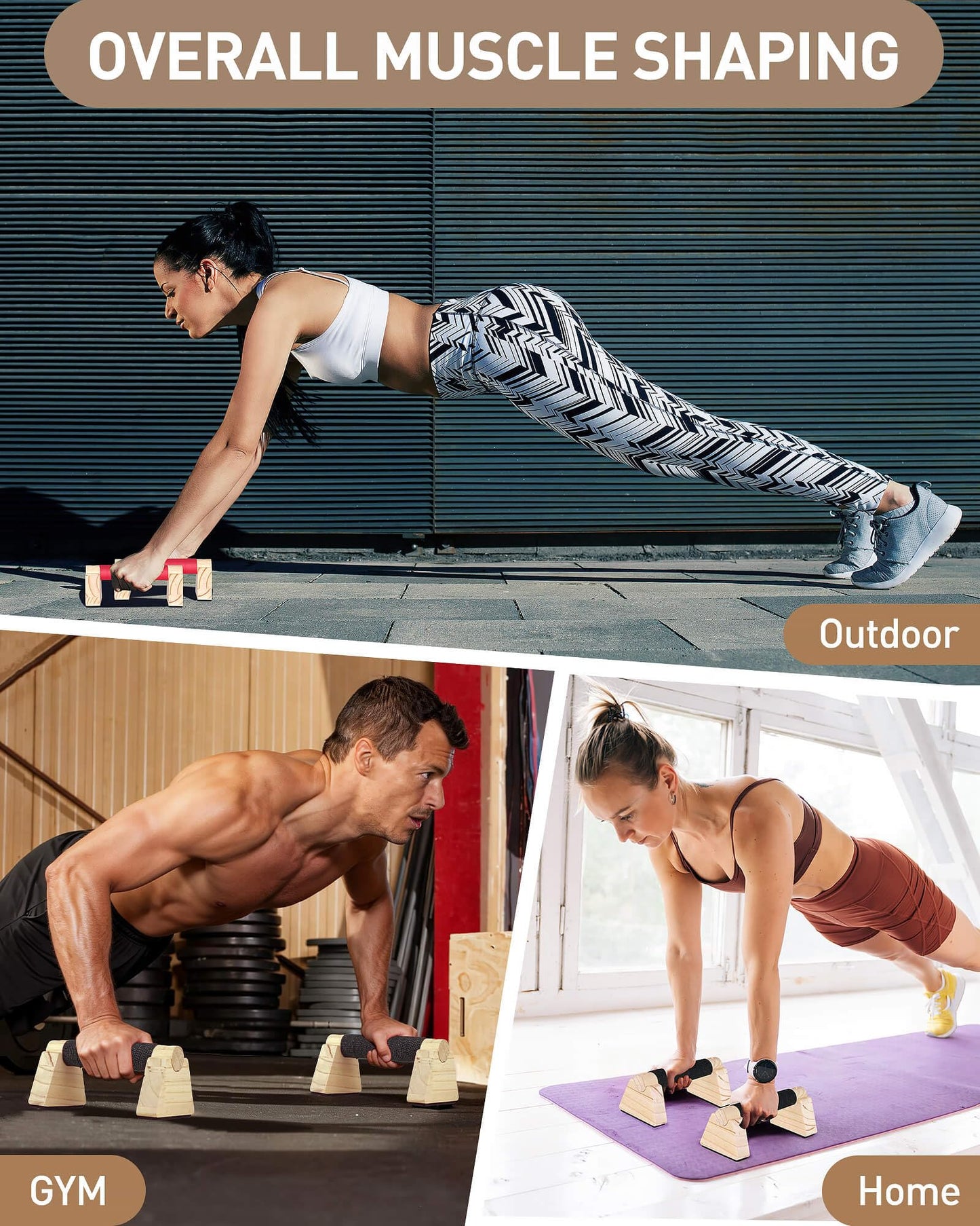 Wood Push Up Bars, Non-Slip Calisthenics Equipment for Strength Training, Solid Wood Calisthenics Bars & Parallettes Bars, Push Up Handles for Floor Exercises