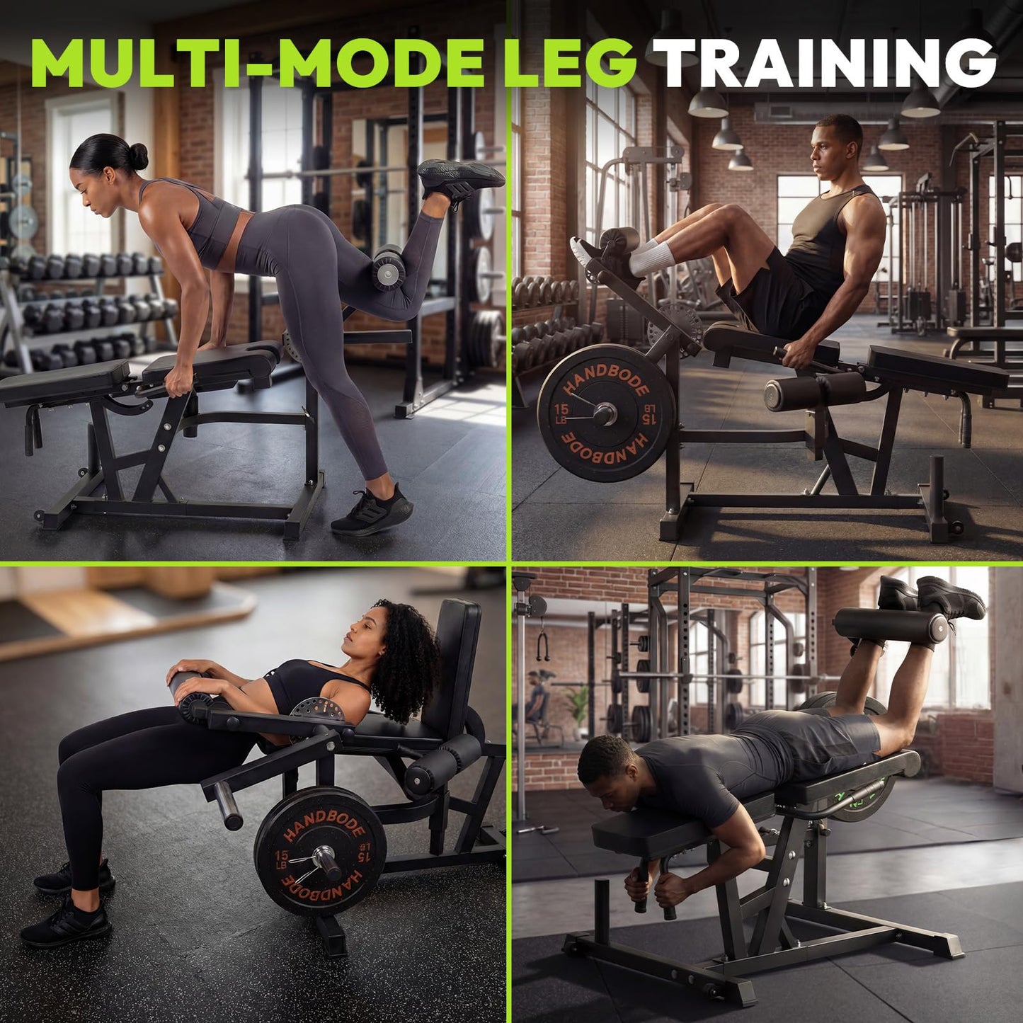 HANDBODE Leg Extension and Curl Machine, 800 lb Adjustable Leg Exercise Machine, Seated Leg Press Extension and Lying Hamstring Curl Machine for Home Gym, Leg Workout Equipment Fits 1'' and 2'' Plates