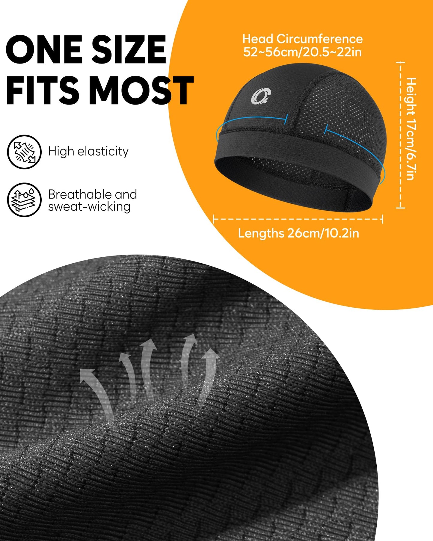 OCQOCQ 3Pcs Cooling Skull Cap Helmet Liner Breathable Mesh Cycling Running Hat, Lightweight Quick Dry Sports Beanie for Men Women