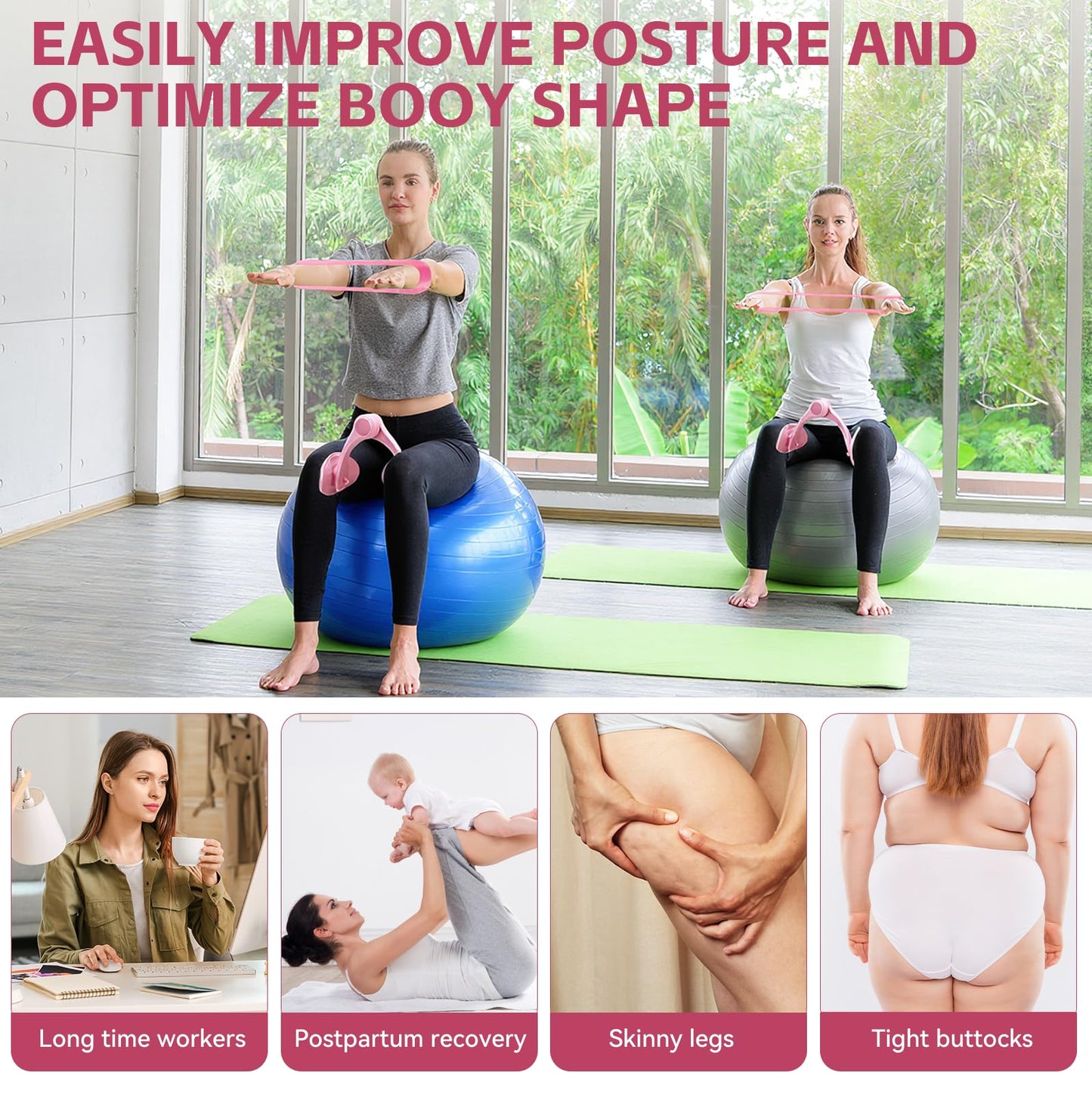 MICZG Thigh Master Inner Thigh Exerciser, Kegel Exerciser Pelvic Floor Muscle Device, Hip Trainer Thigh Toner Workout Equipment for Women Men Butt Leg Pelvic Training