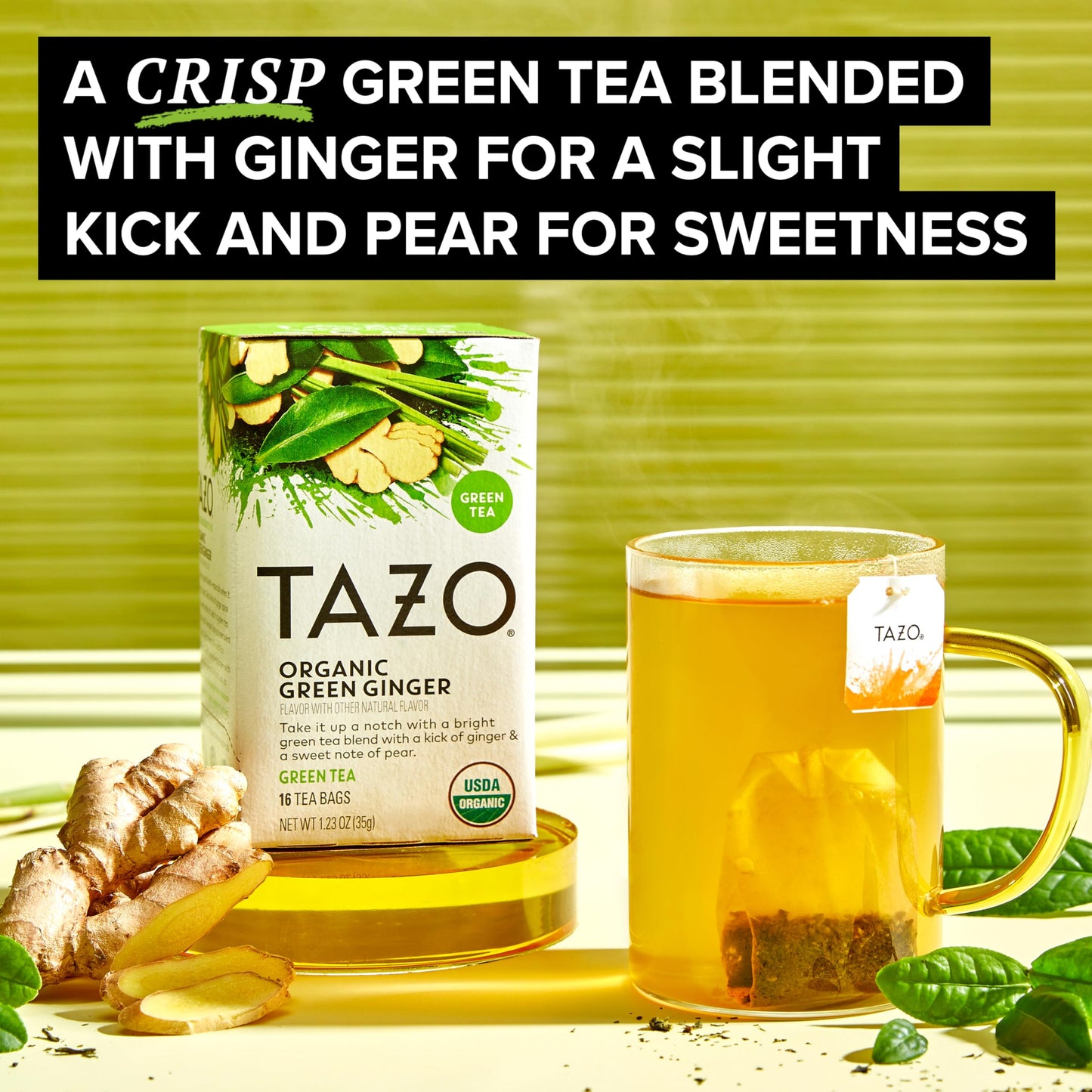 TAZO Organic Green Tea, Green Ginger, 96 Total Tea Bags (16ct - Pack of 6)