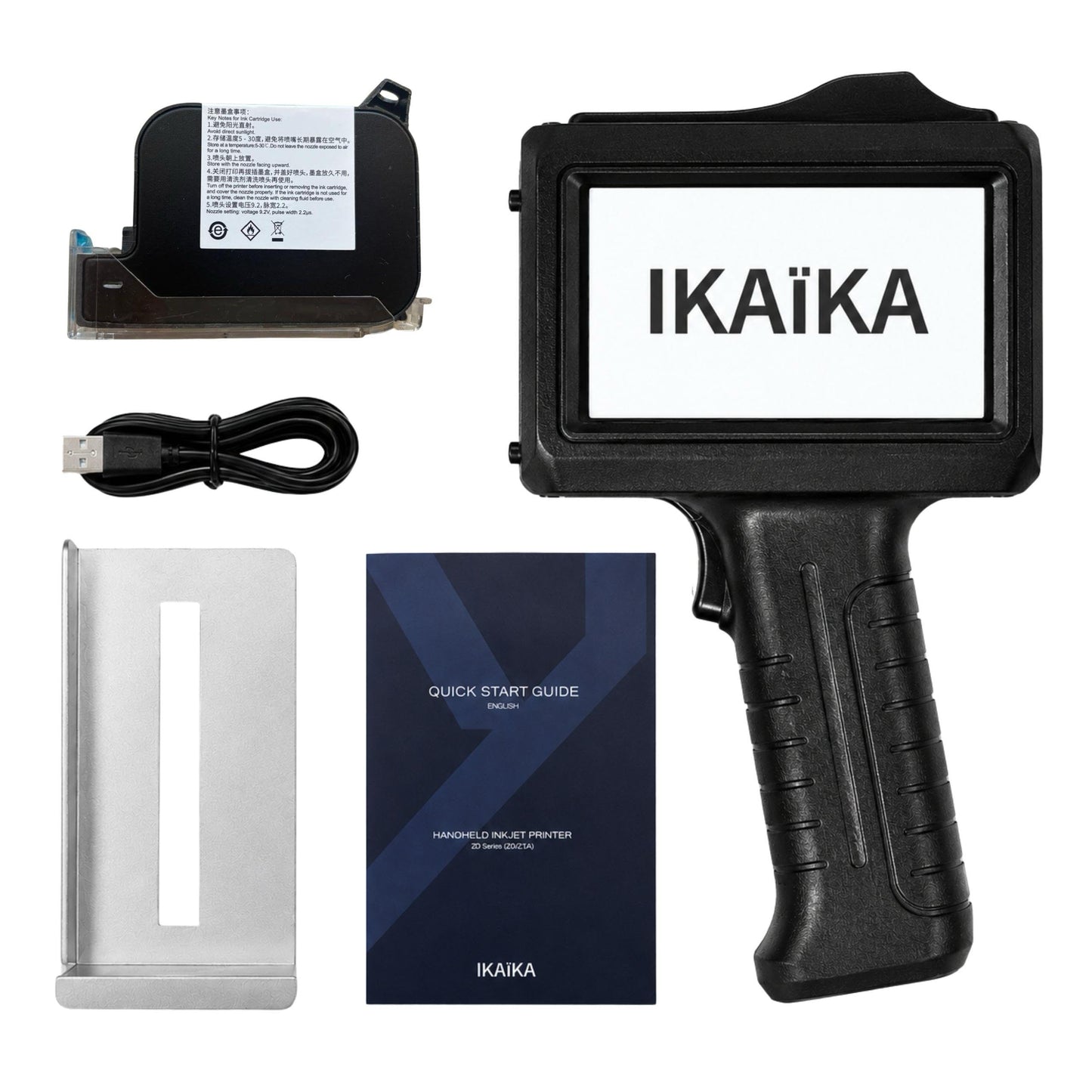 Ikaïka - Handheld Inkjet Printer 12.7mm - Portable Inkjet Printer Gun for Logo & Small Business - Handheld Label Printer for Packaging, Clothes, Wood & Metal - Batch Coding Pad Printing Machine