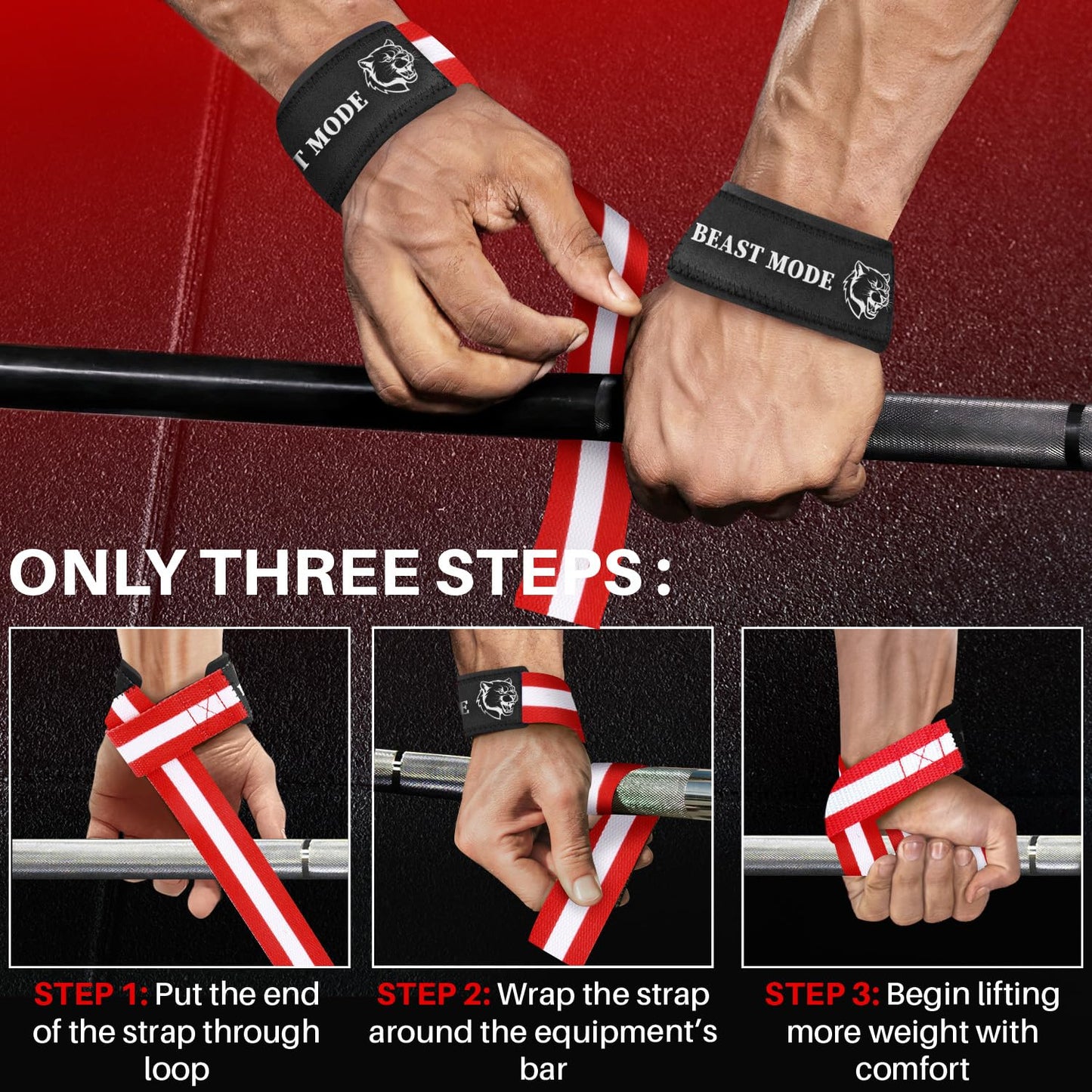 TECEUM Lifting Wrist Straps with Neoprene Padding Support – US Flag – Queen of Lifts – Heavy Duty Wrist Workout Straps For Men and Women – Ideal for Powerlifting, Strength Training, Bodybuilding