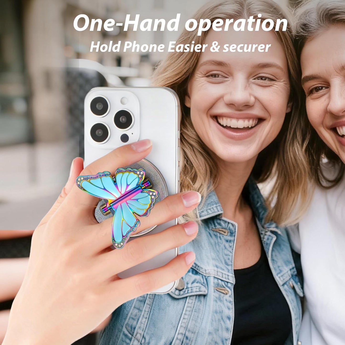 BANGMANG [2026 17 16 15 14 13 12, All-New] for MagSafe Butterfly Phone Grip, Magnetic Butterfly Phone Ring Holder