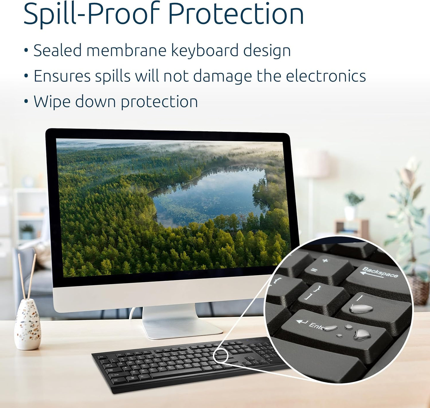 Kensington KB150 2.4GHz 104-key, (K75561NA) EQ Wireless Keyboard, Full Size, Wireless Connection, Spill-Proof, Black
