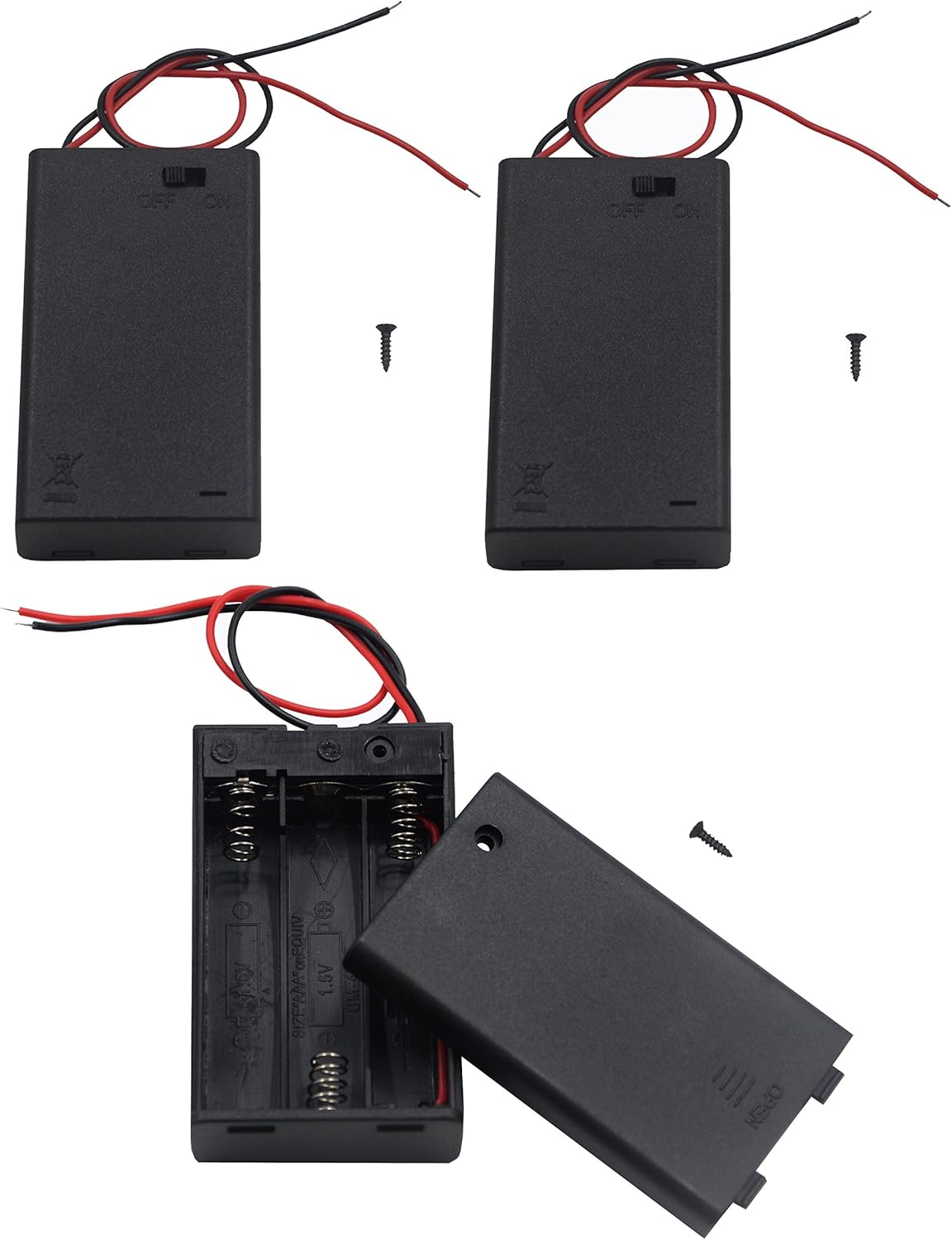 LampVPath (Pack 3) 3 4.5V 3X 1.5V of AAA Battery Holder with Switch, Battery Holder with Switch, AAA Battery Holder