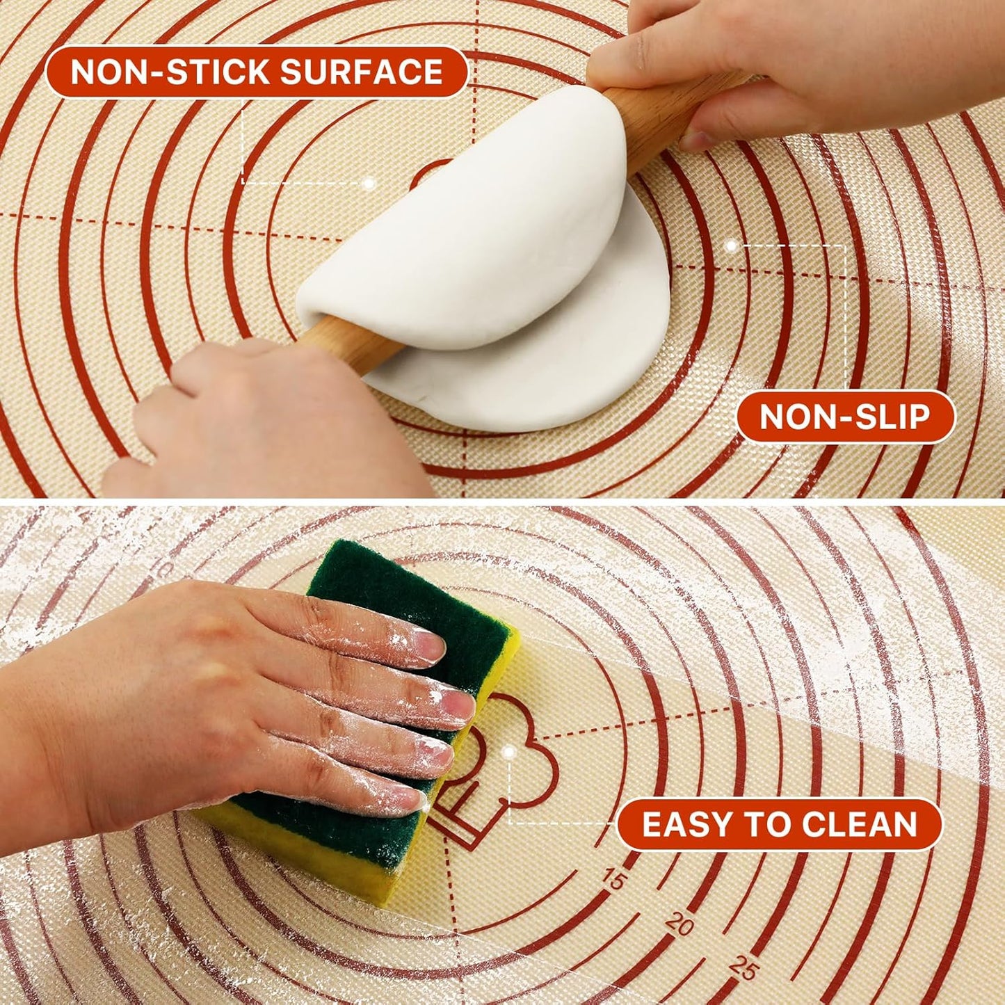 Skiennix Silicone Baking Mat - Extra Thick Non-Stick Dough Rolling Sheet | 28" x 20" Reusable Food Grade Mat for Cookies, Macarons, and Pastry