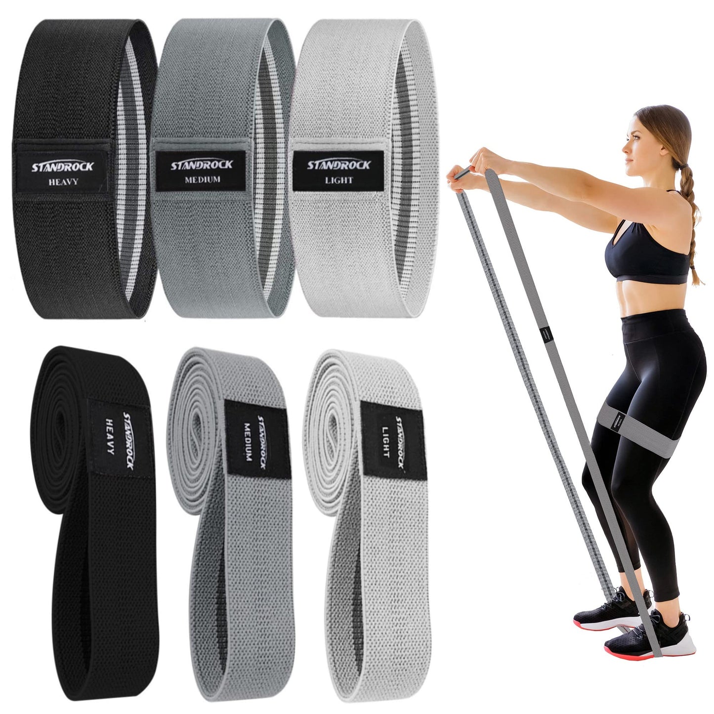 STANDROCK Fabric Resistance Bands for Working Out, 3 and 4 Levels Booty Bands Long Resistance Bands for Women and Men | Elastic Bands for Exercise Bands Resistance Workout Bands Resistance