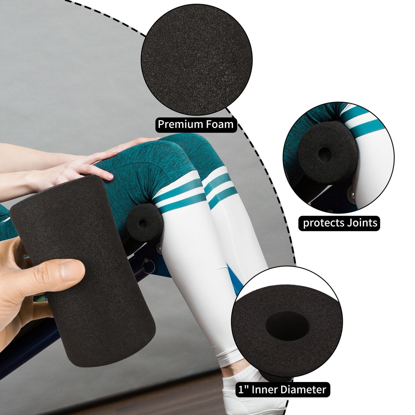 Foam Foot Pads Rollers,Gym Replacement Parts for Leg Pads Set- 4 Pcs Extension Weight Bench,Replacement Set of Rollers with Leg Extension for Weight Training Bench