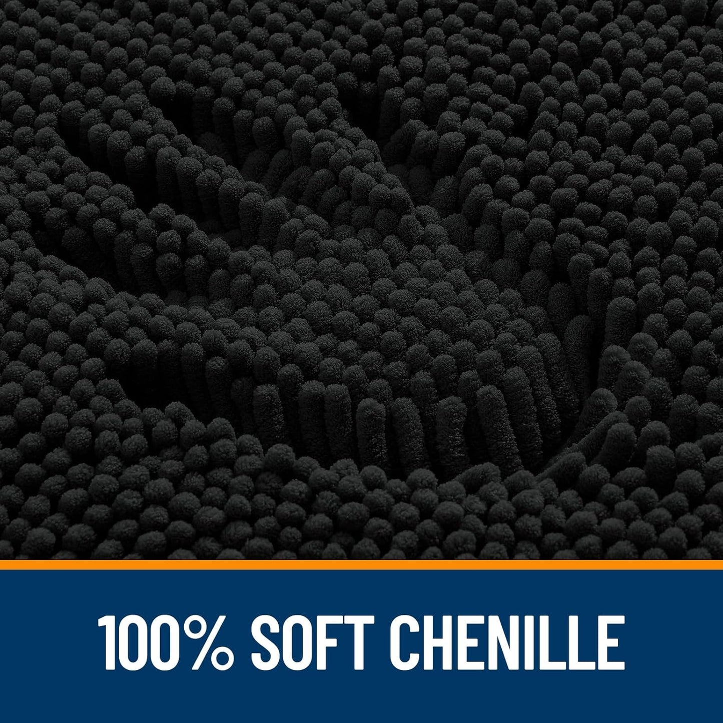 OLANLY Large Bathroom Rugs - Extra Soft Chenille Bath Mats | Quick Dry & Machine Washable, 59x35 in Black