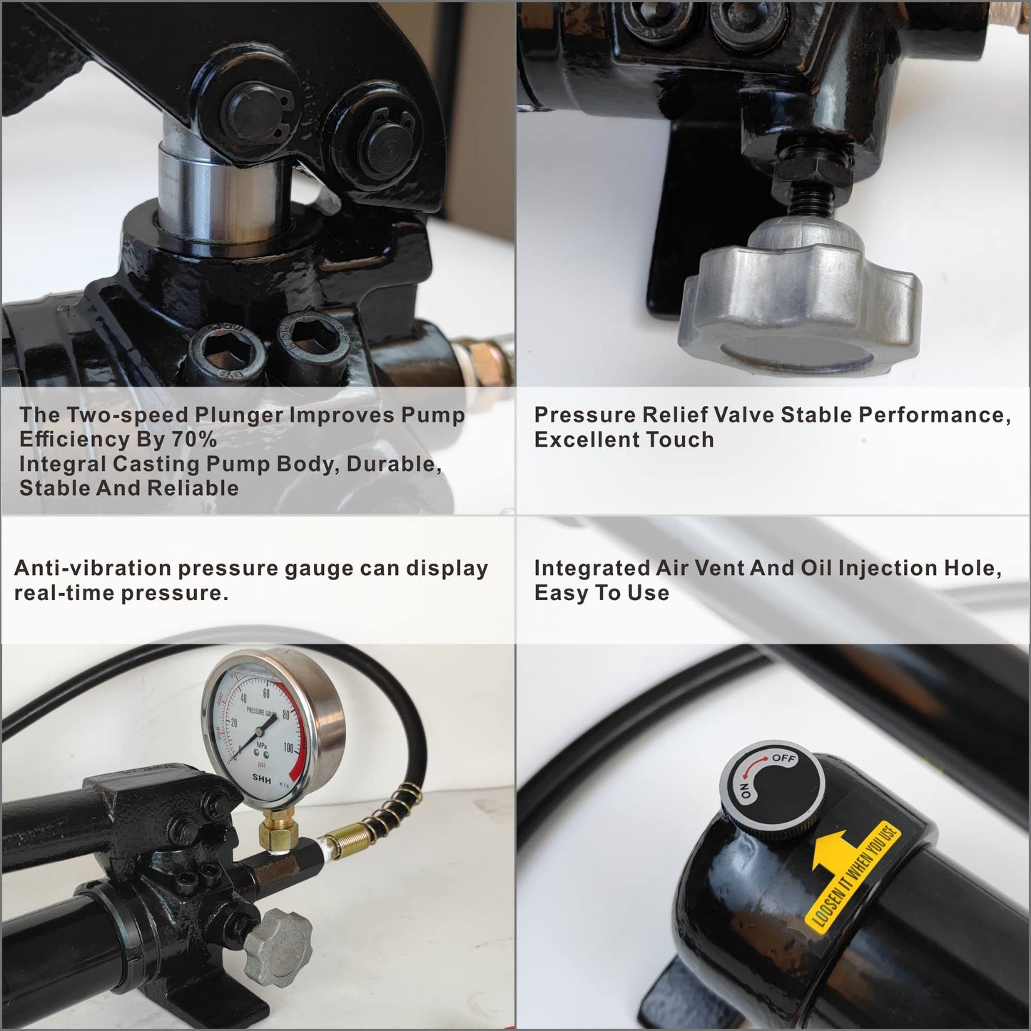 AMZCNC 10000 Psi Hydraulic Hand Pump with Pressure Gauge 2 Speed Power Pack Hydraulic Lifting Pump. (CP-700-2)
