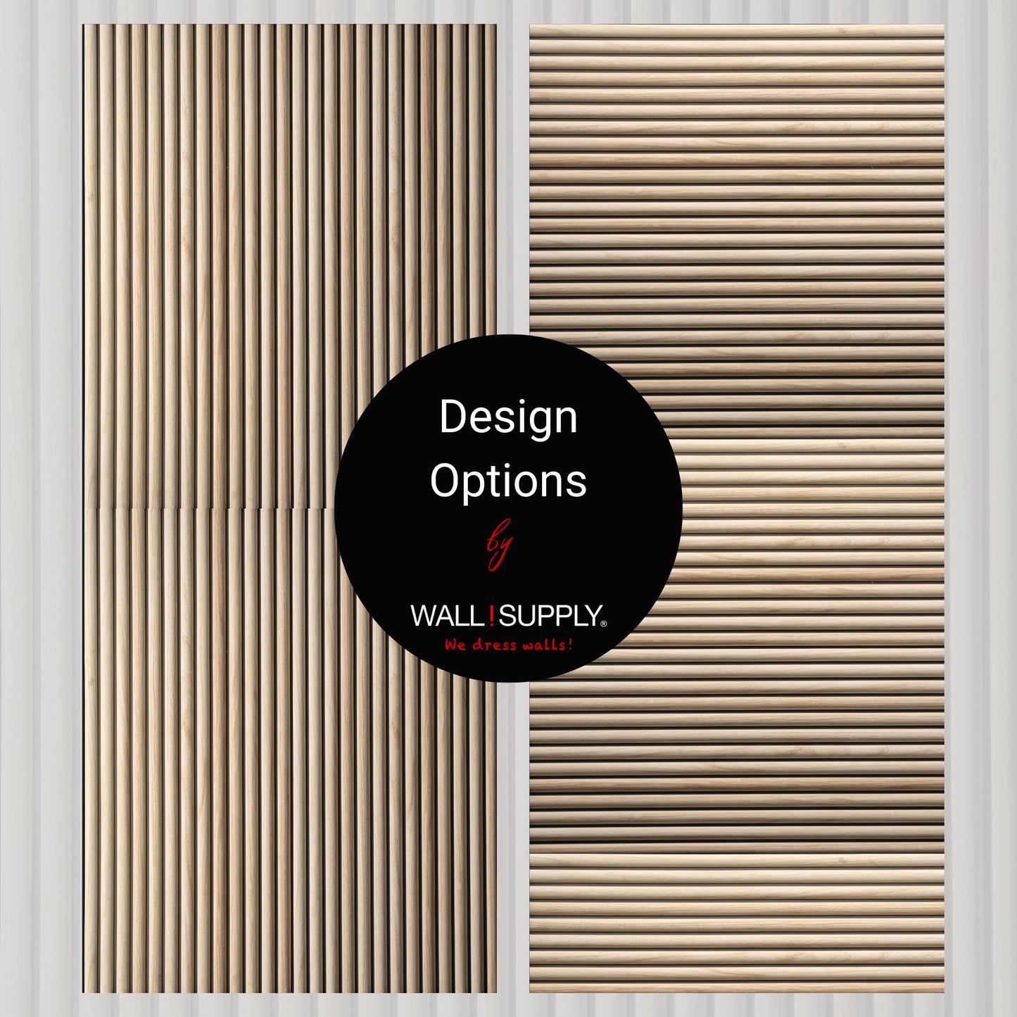 Wall!Supply 3D Wall Panels – Faux Natural Wood Round Slatted – Lightweight Foam (EPS) – Wallpaper Alternative – Easy DIY Installation – 4 Pack, Covers 24.96 Sq Ft