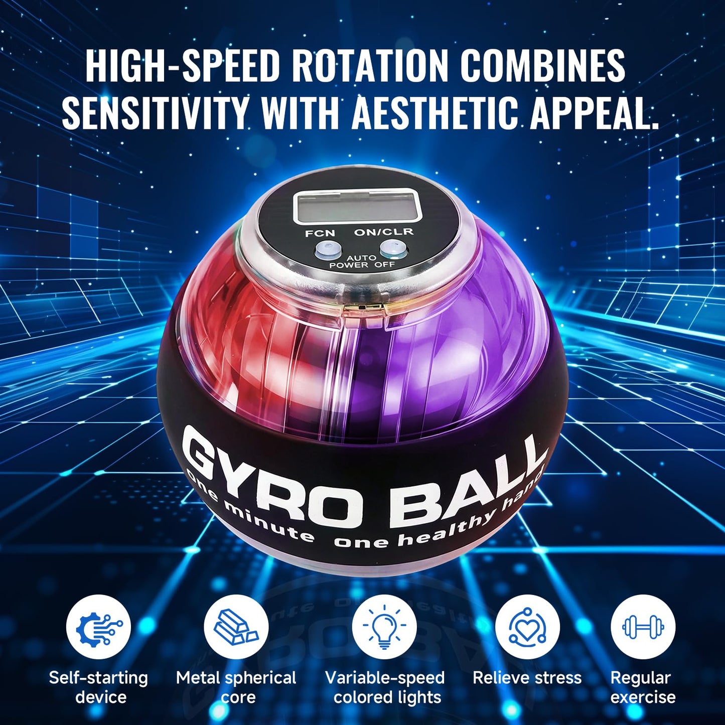 Wrist Trainer Ball&Torque Ball Hand Exerciser, with LED Light and Counter .Auto-Start Gyroscopic Gyro Ball for Grip Trainer, Wrist Strengthener for Men Women Athletes, Office Workers Gamers Athletes