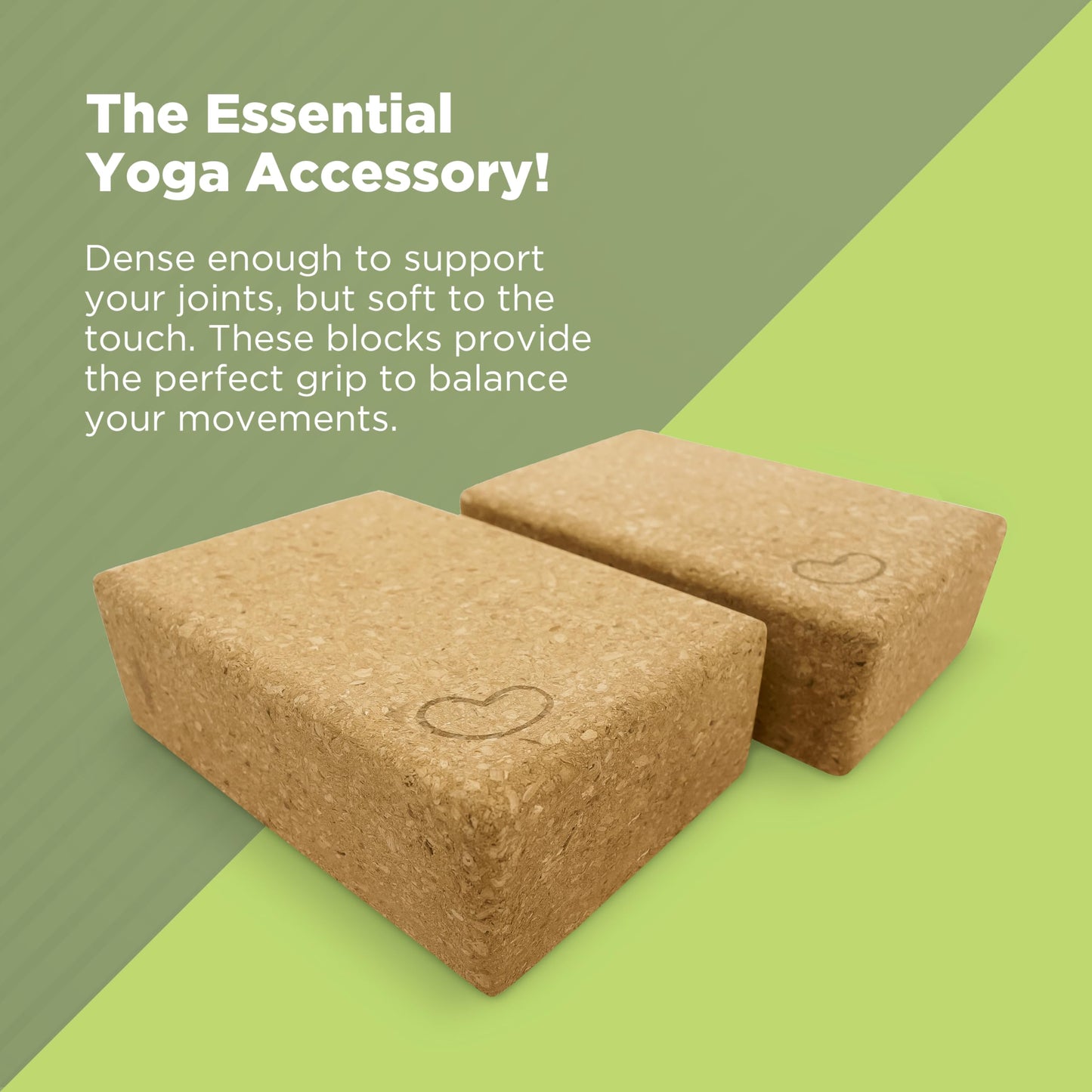 Bean Products Yoga Blocks - 2 Pack, Cork, Standard - 3x6x9 For Yoga, Pilates, Fitness, Body weight exercise.