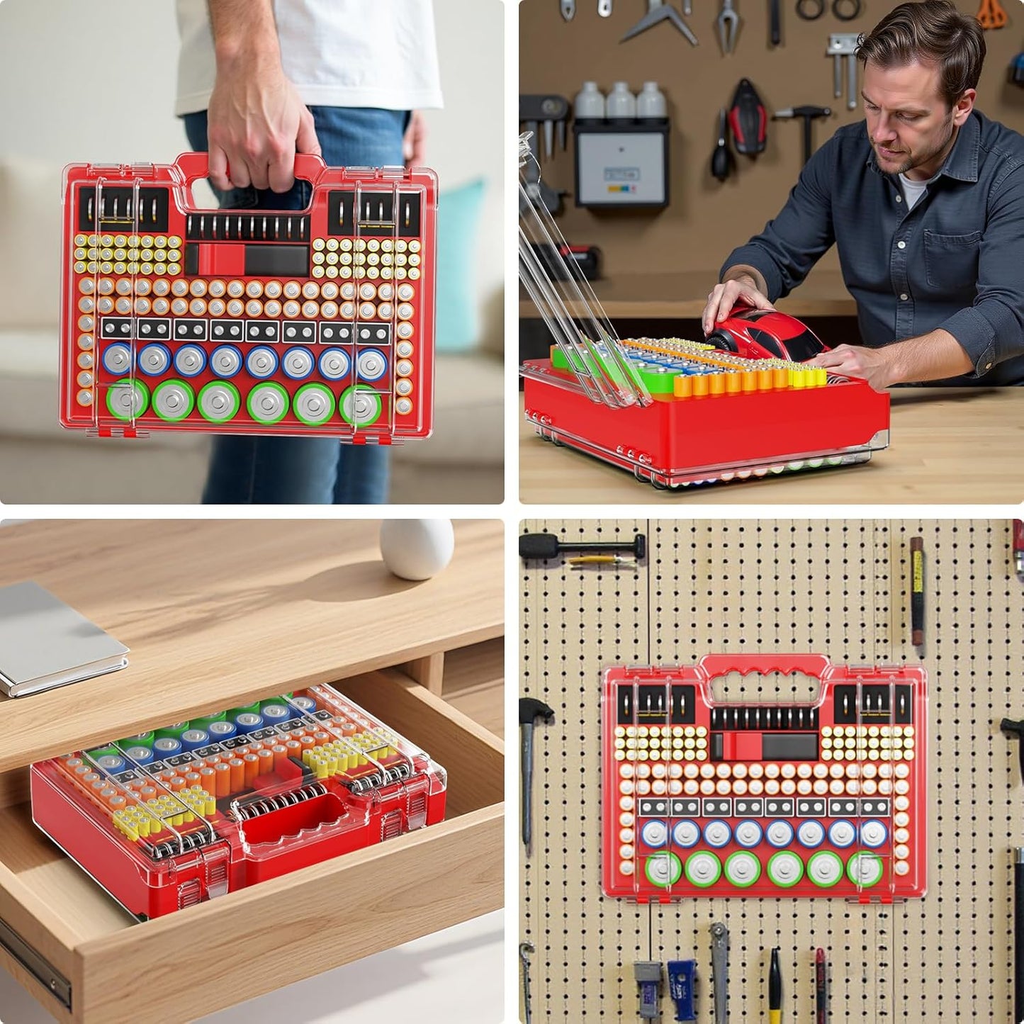 Molutsody 260 Pack) Battery Organizer Storage Holder Box Case with Tester, Stores & Protects Up to Batteries