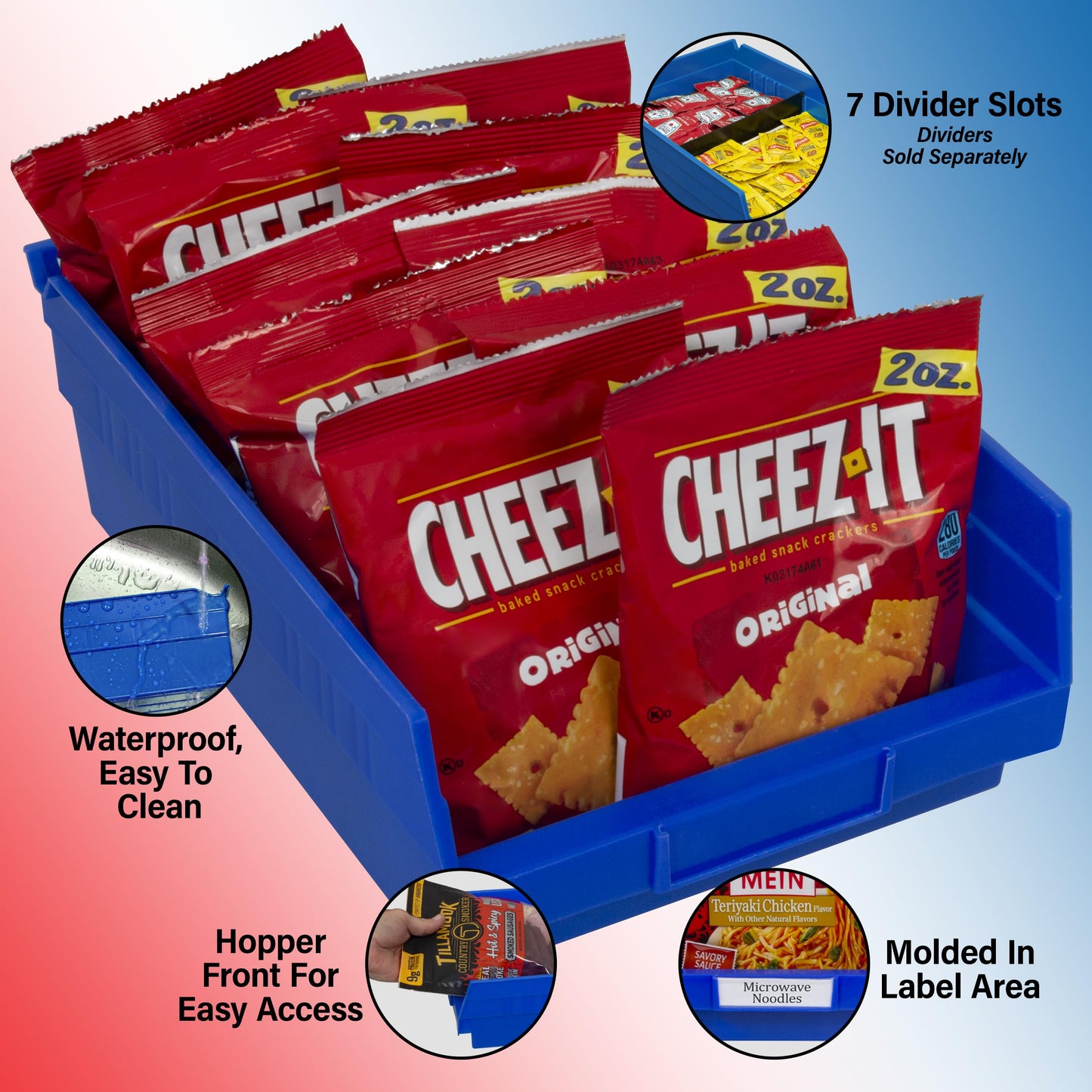 Akro-Mils 30150 Plastic Shelf Bins, Heavy Duty Storage Bins for Garage, Closet, and Drawer Organization, 12" x 8" x 4", Blue, 12-Pack
