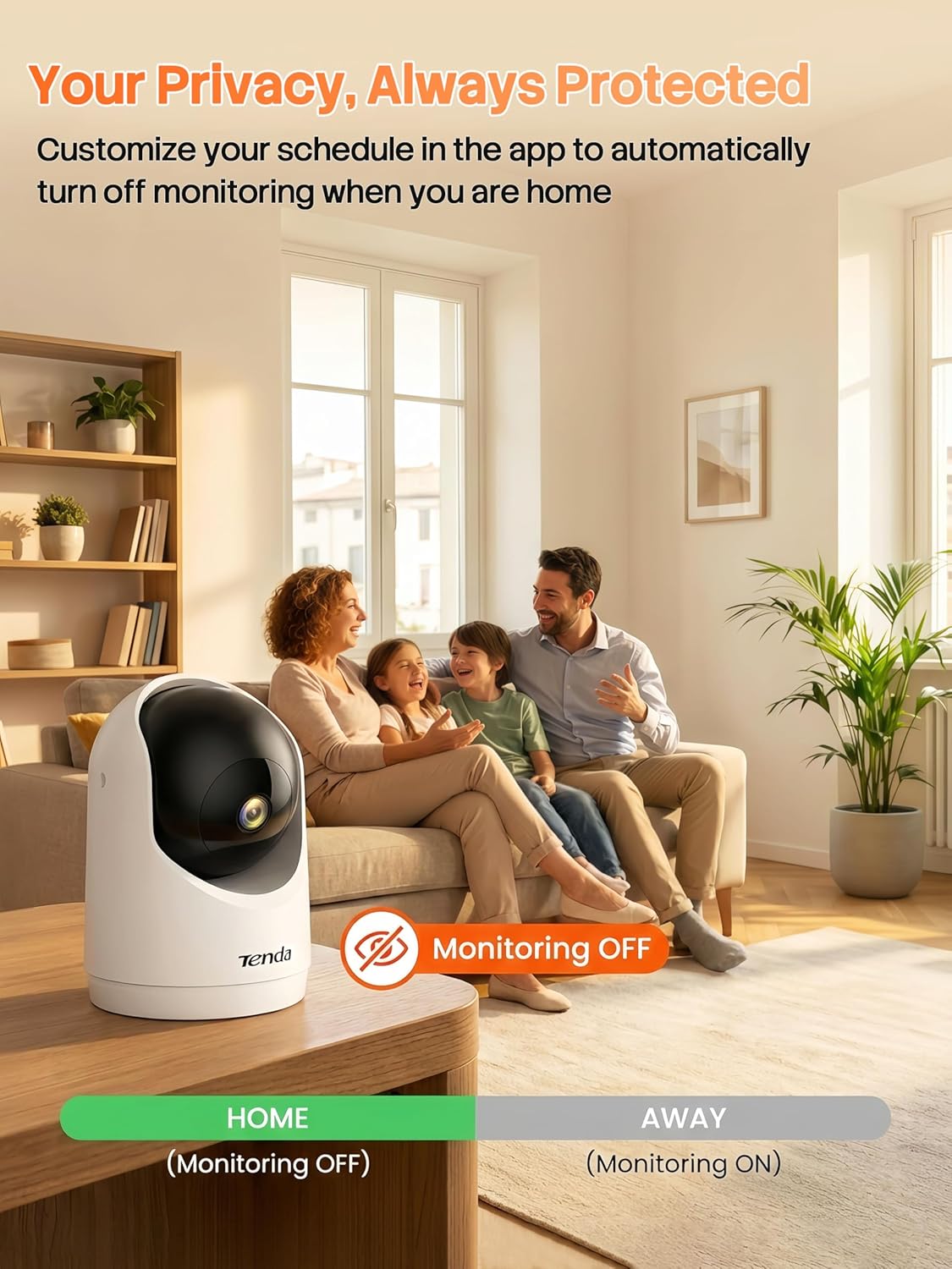 Tenda 2K 6 360 2-Way 24/7 Storage(CP3-V3.0) Indoor Security Camera for Baby Monitor, WiFi Pet/Dog Camera for Home