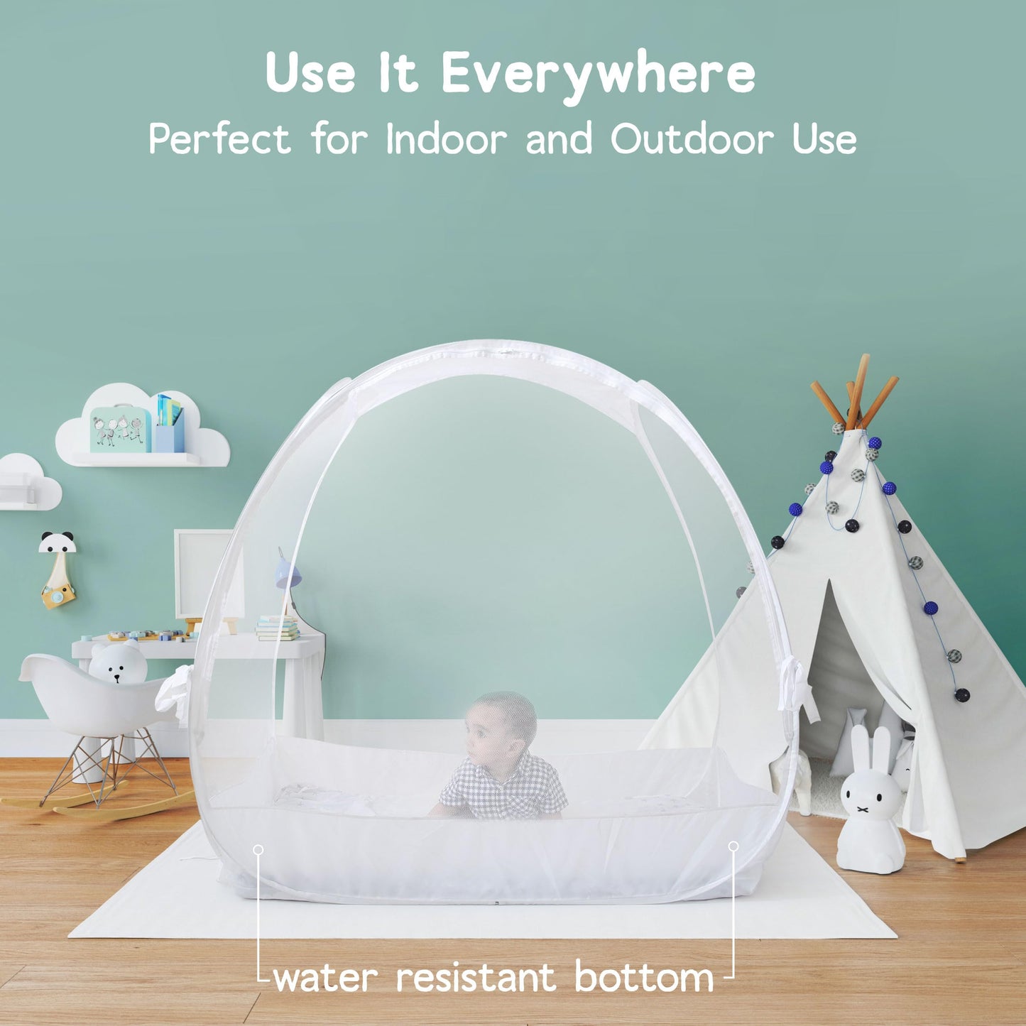 Baby Crib Tent to Keep Baby from Climbing Out – Breathable Cotton Mesh – Locking Zippers – Pop-Up Crib Canopy Net – Safe Anti-Climb Crib Cover – Izybu Crib Tent – Fits Standard 52” Cribs