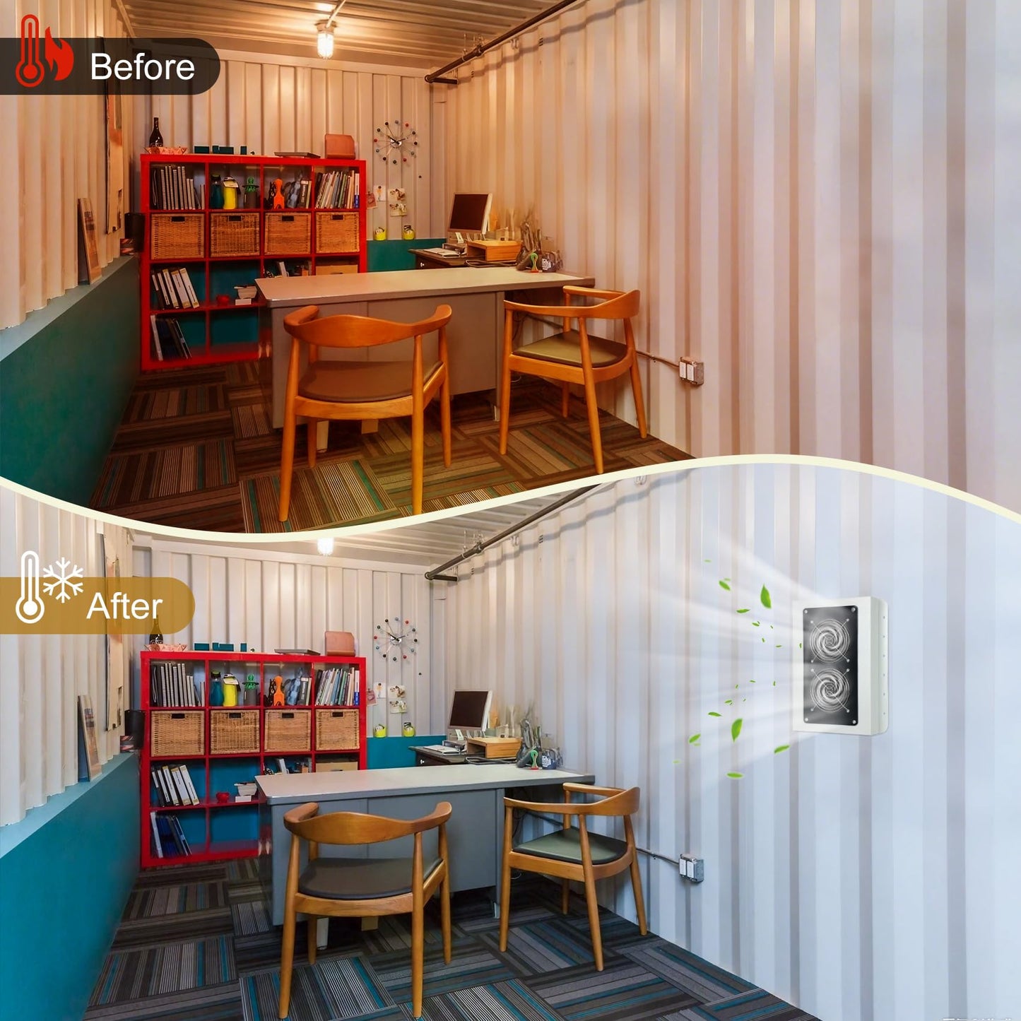 Solar Shipping Container Vent with 15W Adjustable Solar Panel, 2 Fans, Weatherproof Design, Easy Install, Efficient Ventilation, Prevent Condensation & Overheating in Cabins, Sea Cans, Offices, Homes