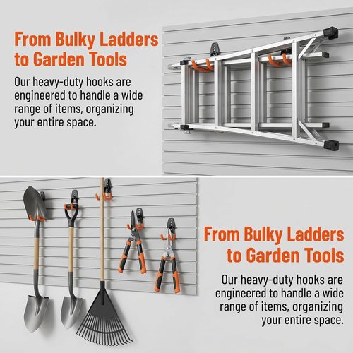 Heavy Duty Garage Hooks - 16 Pack Industrial Wall Mount Storage for Bikes, Ladders & Tools | 100 LBS Capacity, Orange