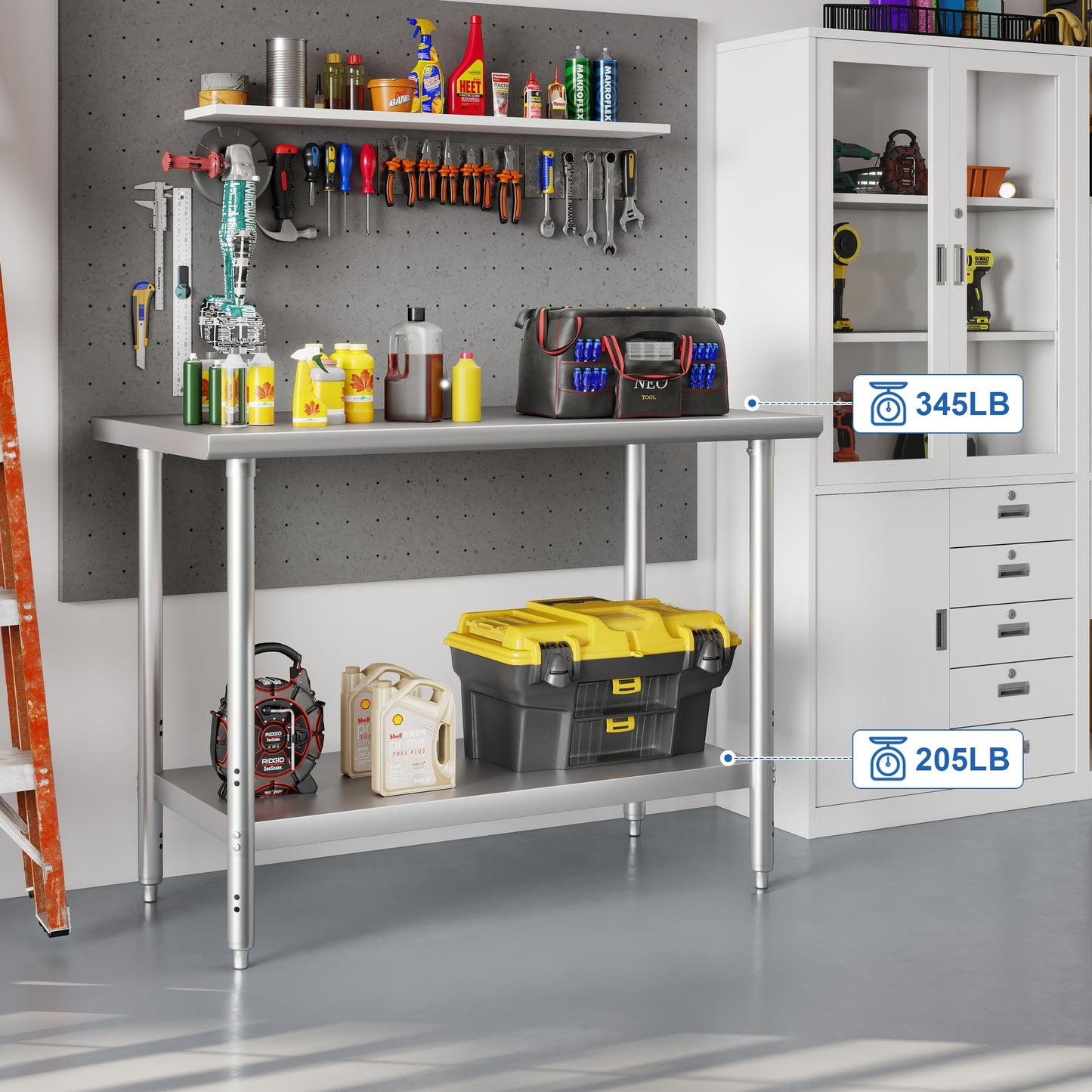 HARDURA All Stainless Steel Table 24X48 Inches Metal Table Commercial Kitchen Prep Table with Adjustable Undershelf NSF for Prep