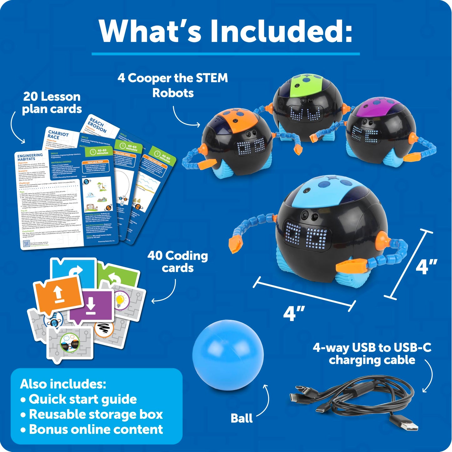 Learning Resources Cooper the STEM Robot Classroom Pack – Rechargeable Educational Coding Robot Toy for Elementary School, Coding Toys for Kids, Robotics Kits for Kids Age 5-7