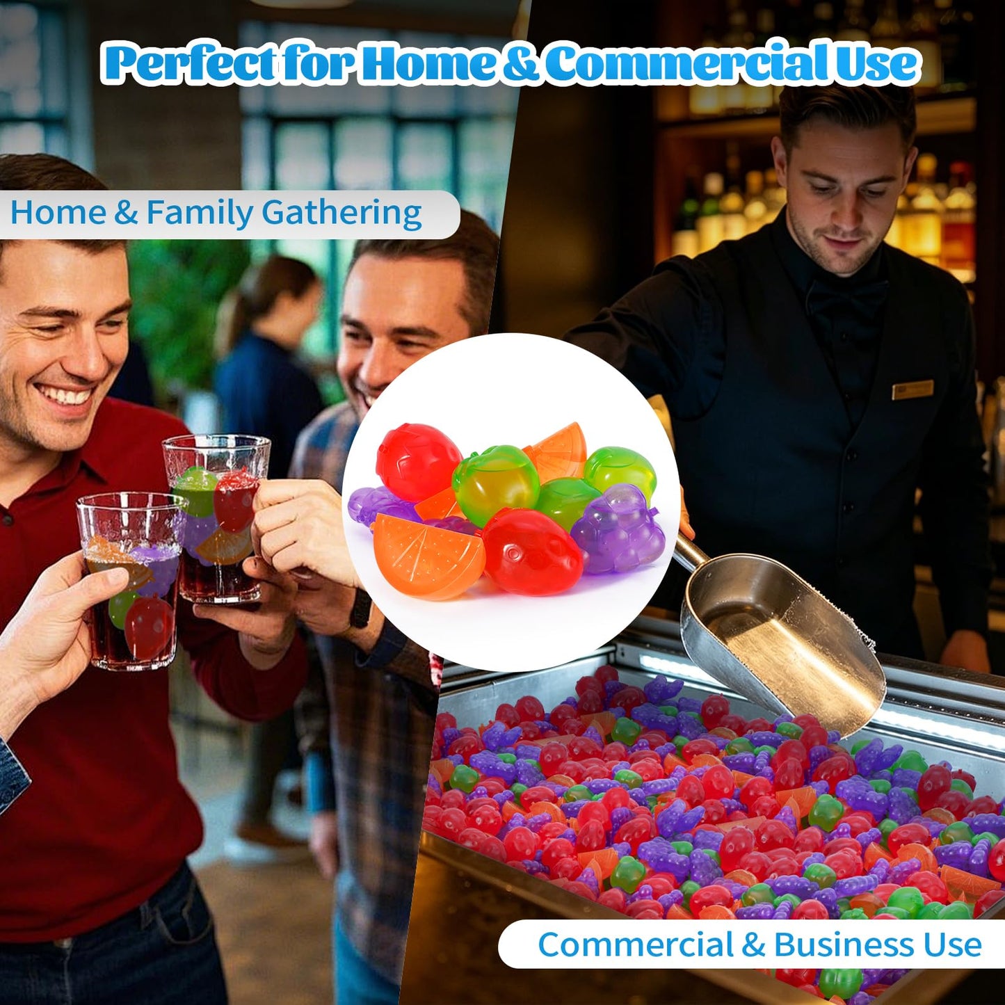 340 Pack Reusable Ice Cubes for Drinks, BPA-Free Plastic Ice Cubes, Refreezable & Washable Ice Cubes Reusable Without Diluting for Whiskey, Coffee, Parties, Camping & Ice Bath