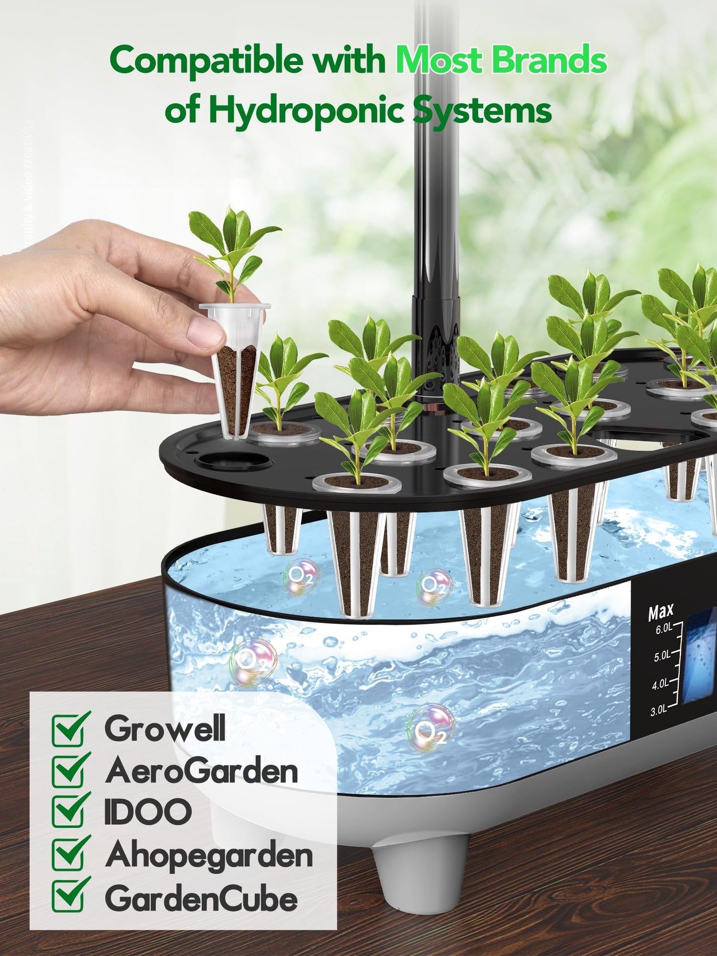 Growell 54 Pods Hydroponics Growing System Kit & 120 Pack Grow Sponges
