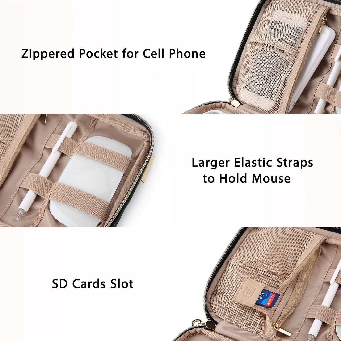 BAGSMART Tech Travel Organizer - Cord & Cable Case in Women's Black