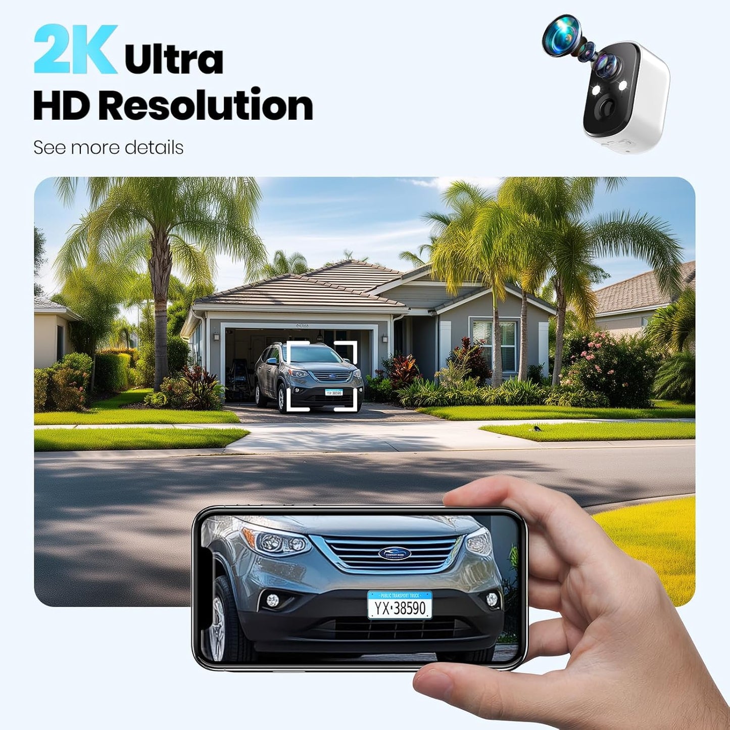 Techage 2K 2-Way IP66 Security Cameras Wireless Outdoor, Battery Powered WiFi Cameras for Home Security with AI Motion