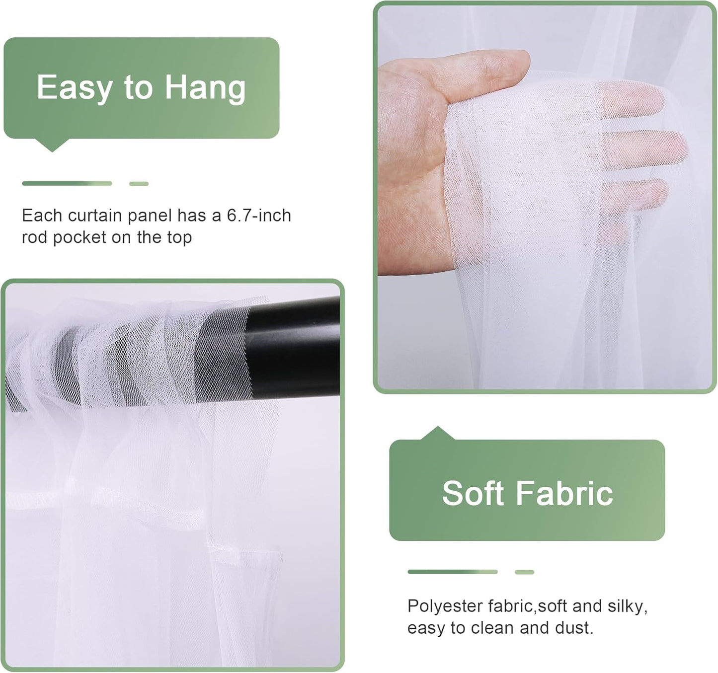 10FT 10FT (2 5x10FT) Tulle Backdrop Curtain with Lights String X White Sheer Tulle Backdrop Curtains for Wedding