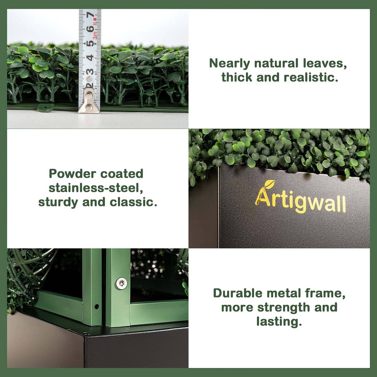 Artigwall Artificial Hedge Wall, Boxwood Grass Panels with Planter, Fake Greenery Divider Fence for Outdoor Patio,60Lx48Hx14D
