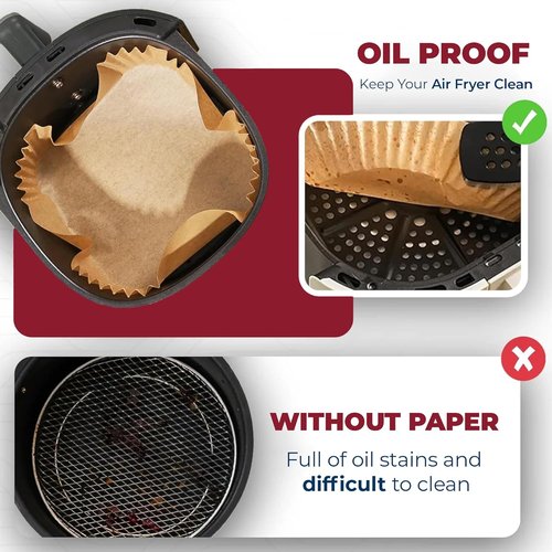 Disposable Air Fryer Paper Liners - 100 Pack, 8-Inch Non-Stick Parchment for Oven & Microwave Use