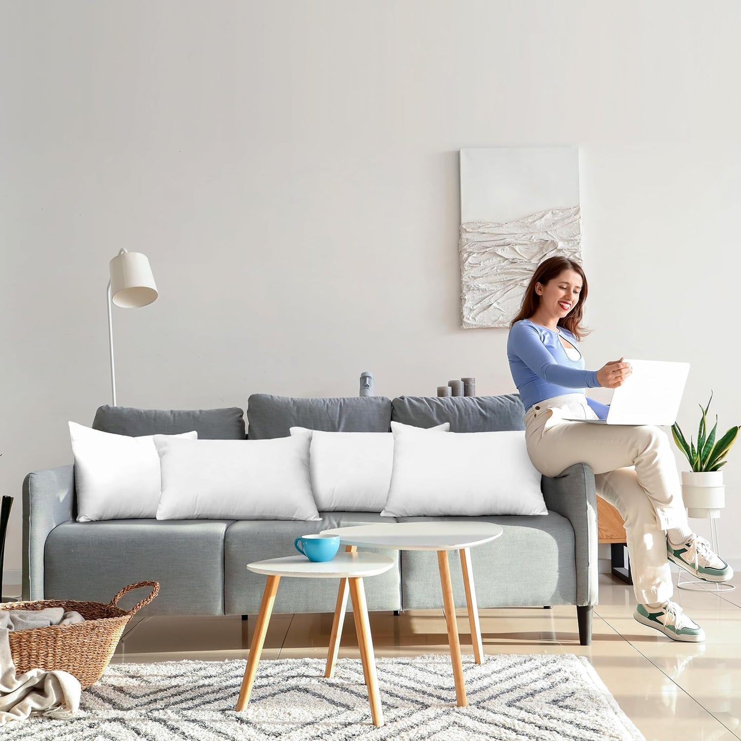 Utopia Bedding Throw Pillows - Fluffy Down Alternative Set of 4 | 14 x 22 Inches, White for Bed & Sofa