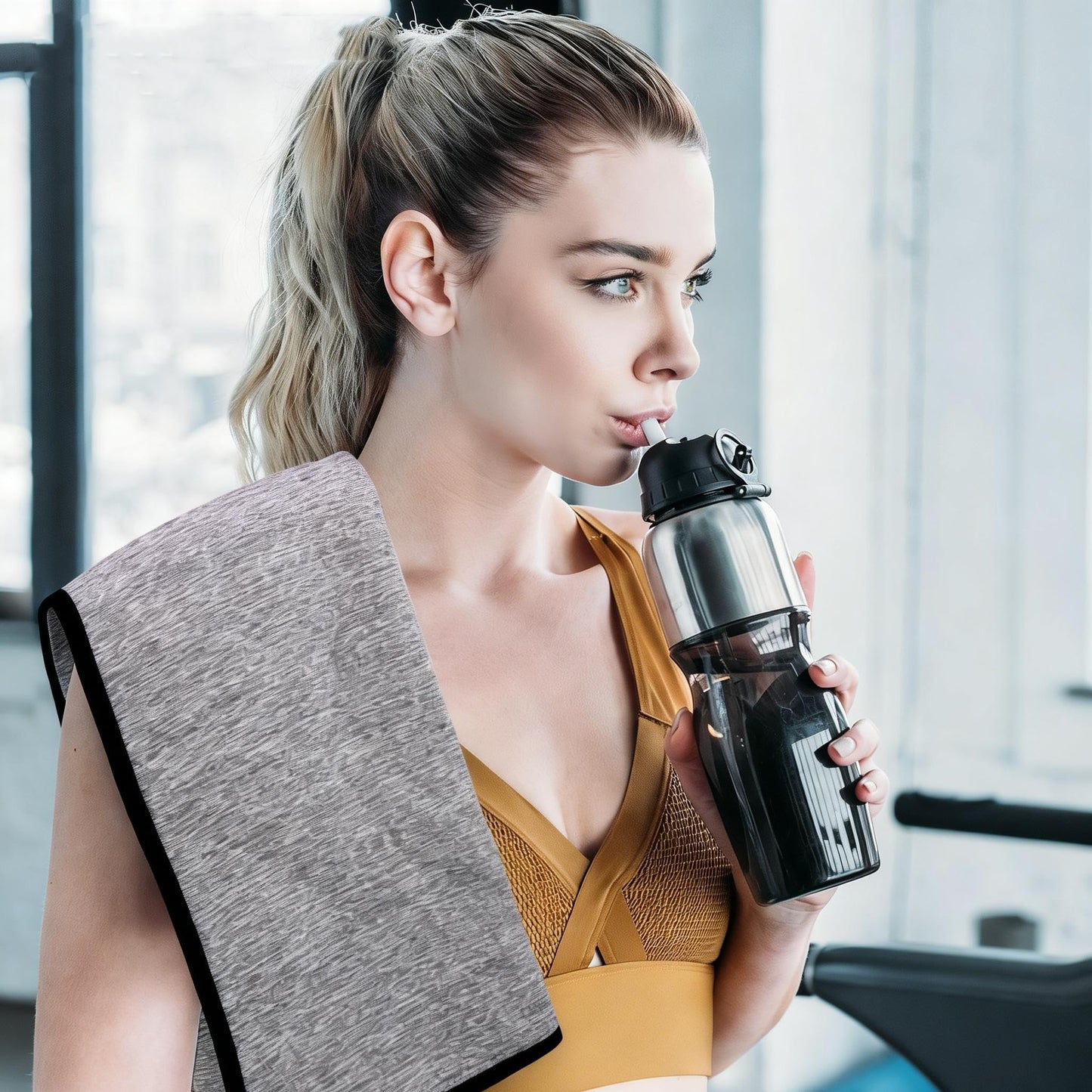 Vnoss Microfiber Gym Towels 3 Pack, Quick Dry Workout Towel, Fast Drying Sweat Towel for Men & Women, Workout Gear, Yoga, Camping, Hiking, Gym Gifts - 16x26.8 Inch, Heather Grey