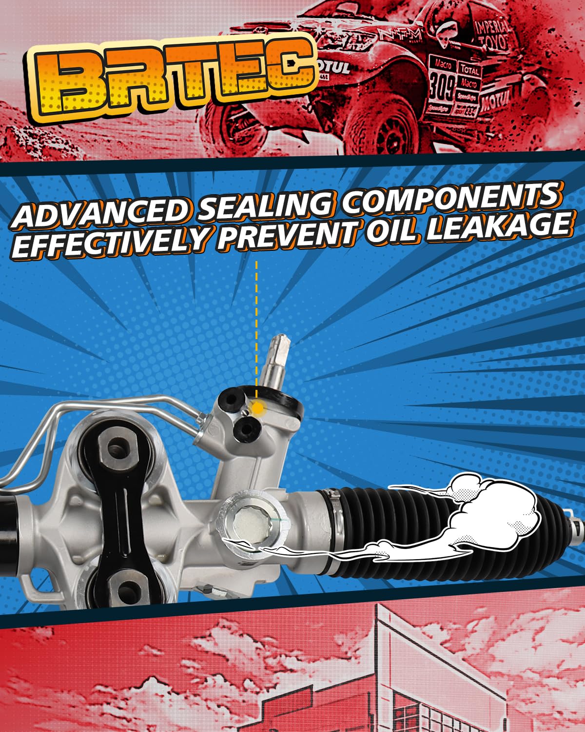 BRTEC 22-1036 Hydraulic Power Steering Rack and Pinion Assembly Compatible for 2007-2013 Silverado 1500 Sierra 1500