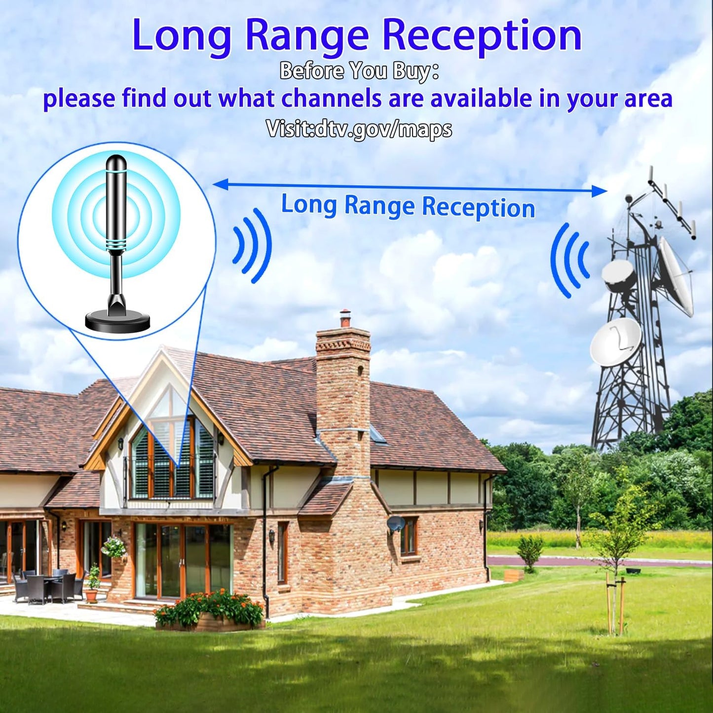 Generic 2026 4K 1080p TV Antenna Indoor, Digital TV Antenna for Local Channels, HDTV Antenna for TV Without Cable