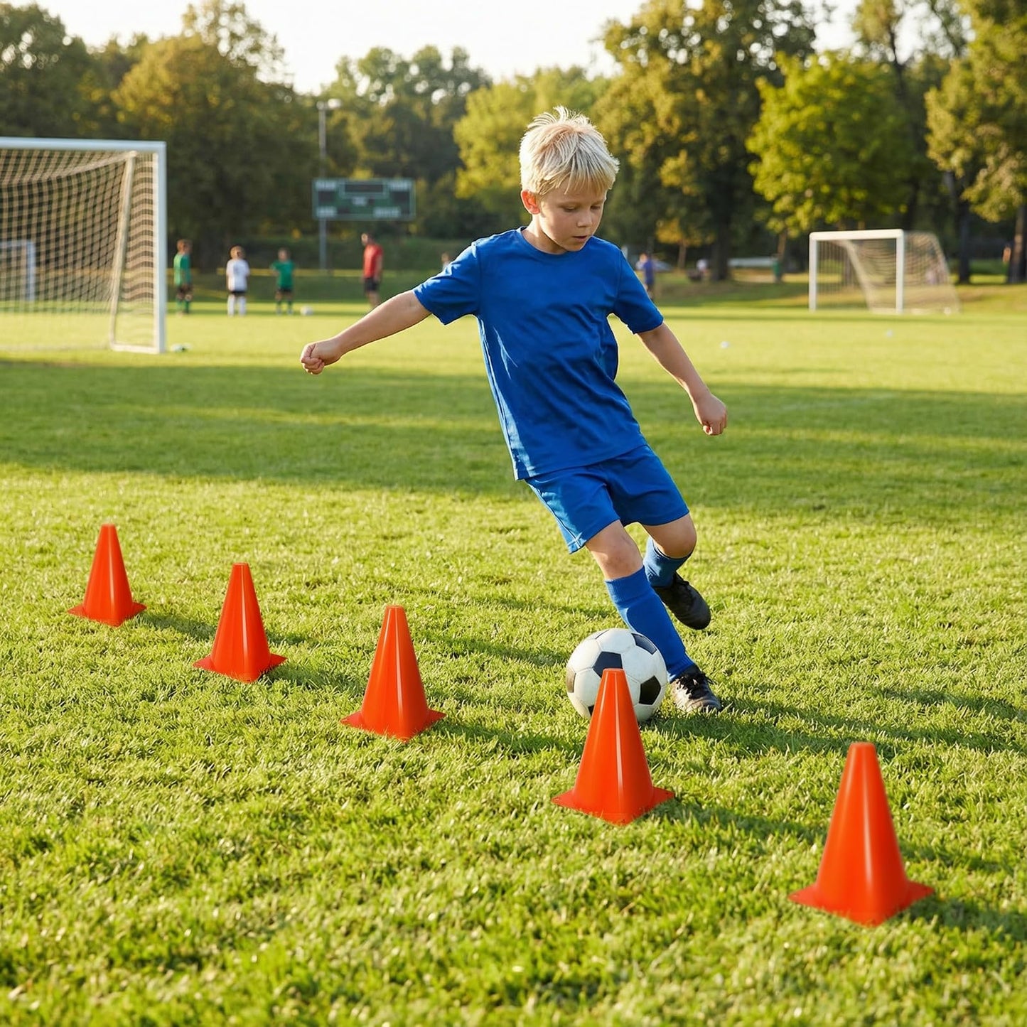 Faswin 40 Pack Plastic Training Cones, 7 Inch Plastic Soccer Cones, Agility Marker Cone Traffic Cone for Basketball, Football, Skating Drills Practice, Indoor and Outdoor Games