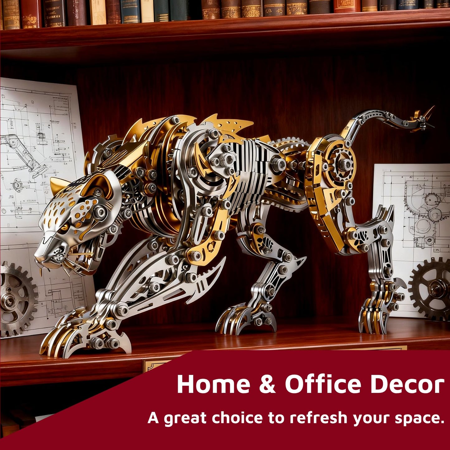 Leopard 3D Metal Model Kit for Adults and Teens, 3D Metal Puzzle, DIY Metal Building Kit, Challenging Assembly Model, Brain Teaser Challenge, Desktop Decor, Collectible Gift for Men