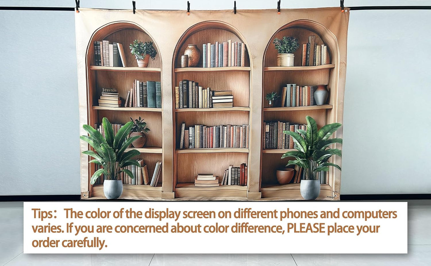 YCUCUEI 7x5ft Fabric Arched Bookshelf Backdrop School Library Books Modern Office Plants Video Conference Photography