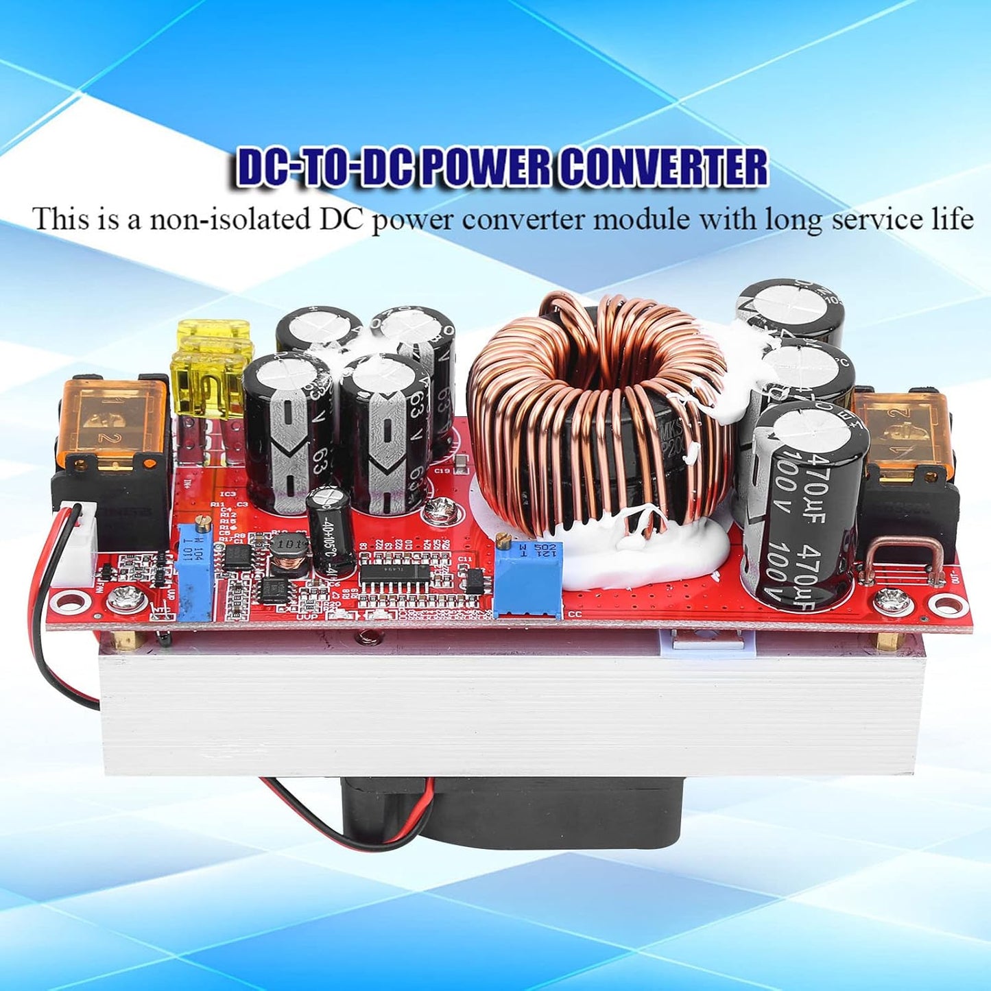 YUEHISY 1500W 10-60V 12-97V Boost Module, DC to DC to Step Up Converter with Smart Fan, Power Supply Module for Solar