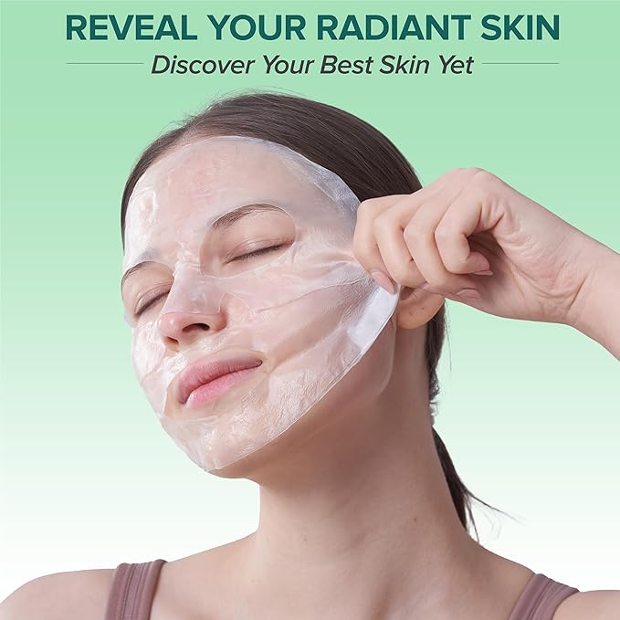 Bio-Collagen Real Deep Face Mask, Hydrating Overnight Hydrogel Mask, Pore Minimizing, Elasticity Boosting, With Natural Ingredients Facial Mask 45g (5-Pack) | TikTok Trend Items