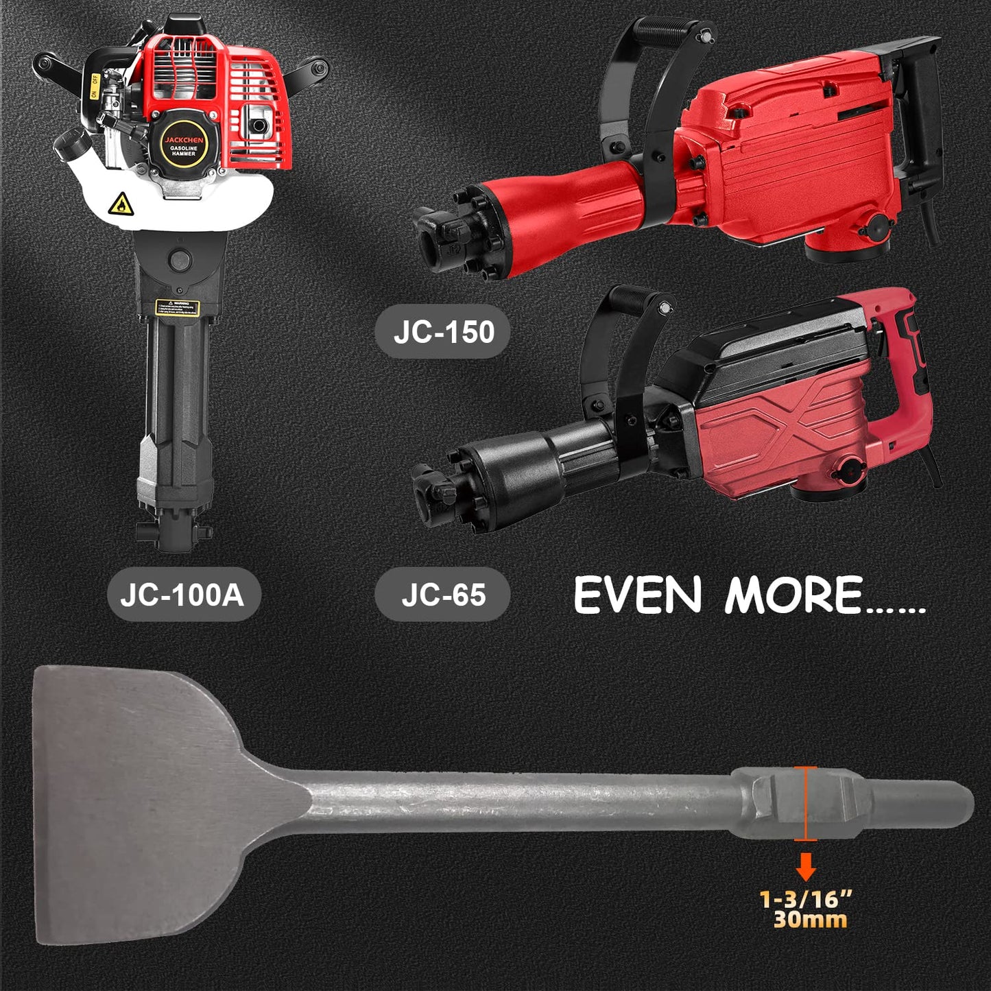 JACKCHEN 4 Inch Wide Tile & Removing Tile and Stone Chisel for hex.30mm Demolition Jack Hammers, 16 Inch Long, Alloy Steel Construction, 4" x 16" Chisel Bit for Demolition Concrete Breaker
