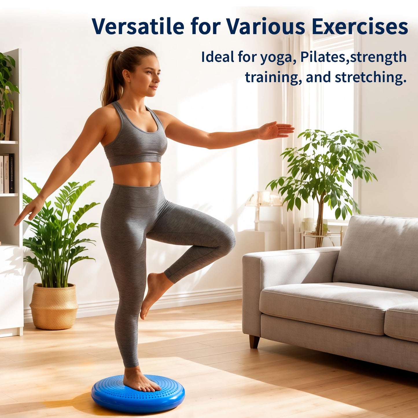 Wobble Cushion Balance Disc, Extra Thick Sensory Pad for Kids & Adults, Flexible Seating Core Strength Trainer for Posture Correction, Desk, Yoga & Stability Workout with Pump
