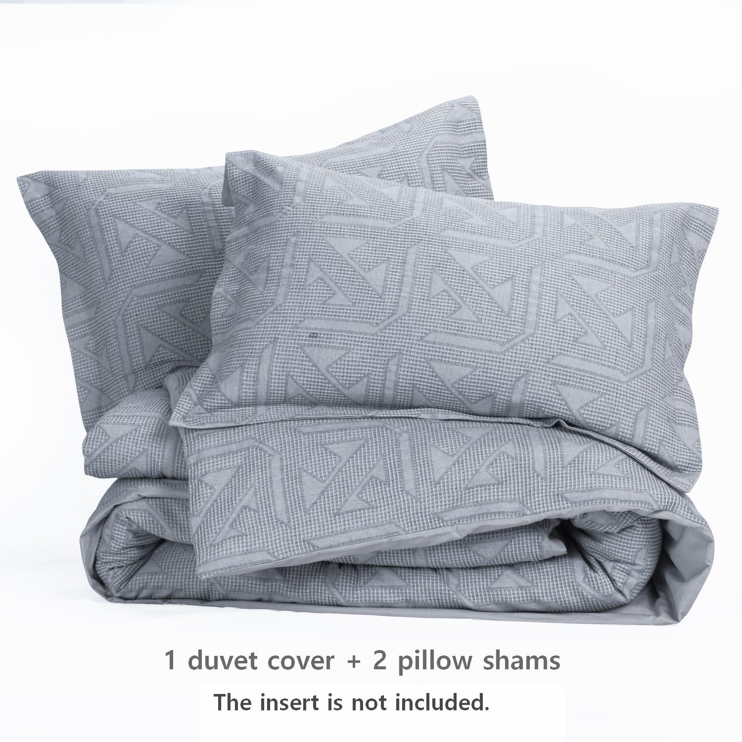 meadow park Matelasse Duvet Cover Set, 100% Cotton, Pre-Washed, Soft & Cozy, Woven Jacquard Textured, Waffle Design Bedding Set, Twin, Grey
