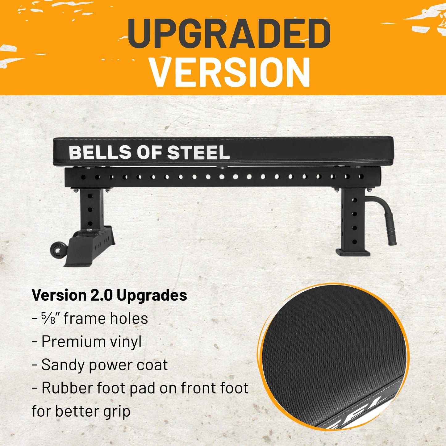 Flat Bench [Bells of Steel] Powerlifting Flat Weight Bench, New Version, Workout Bench for Home Gym, 12-Gauge Steel, 4in Thick Pad Gym Bench, 1000lb Capacity