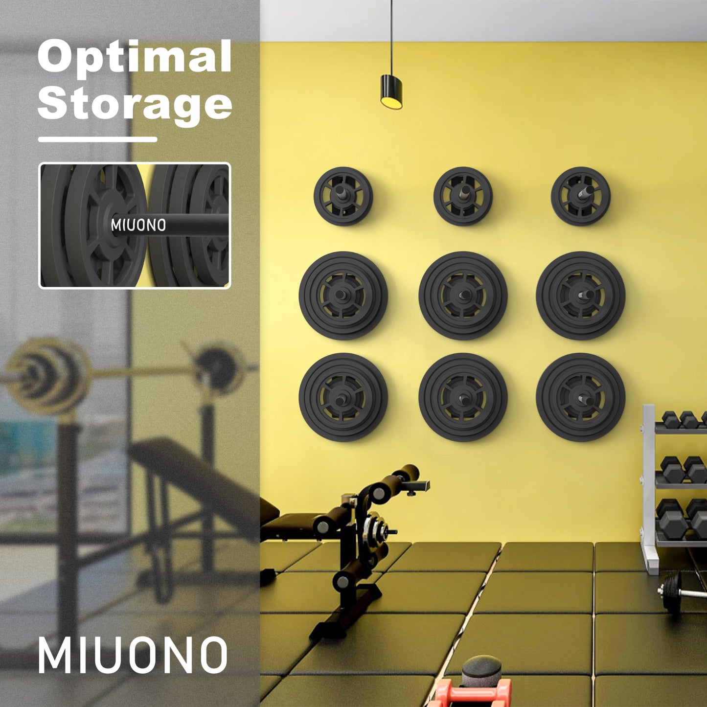 MIUONO Weight Plate Rack, Wall Mount Weight Plate Holder for 1" Plates, 5 Pack Weight Storage Racks Home Gym Organizer