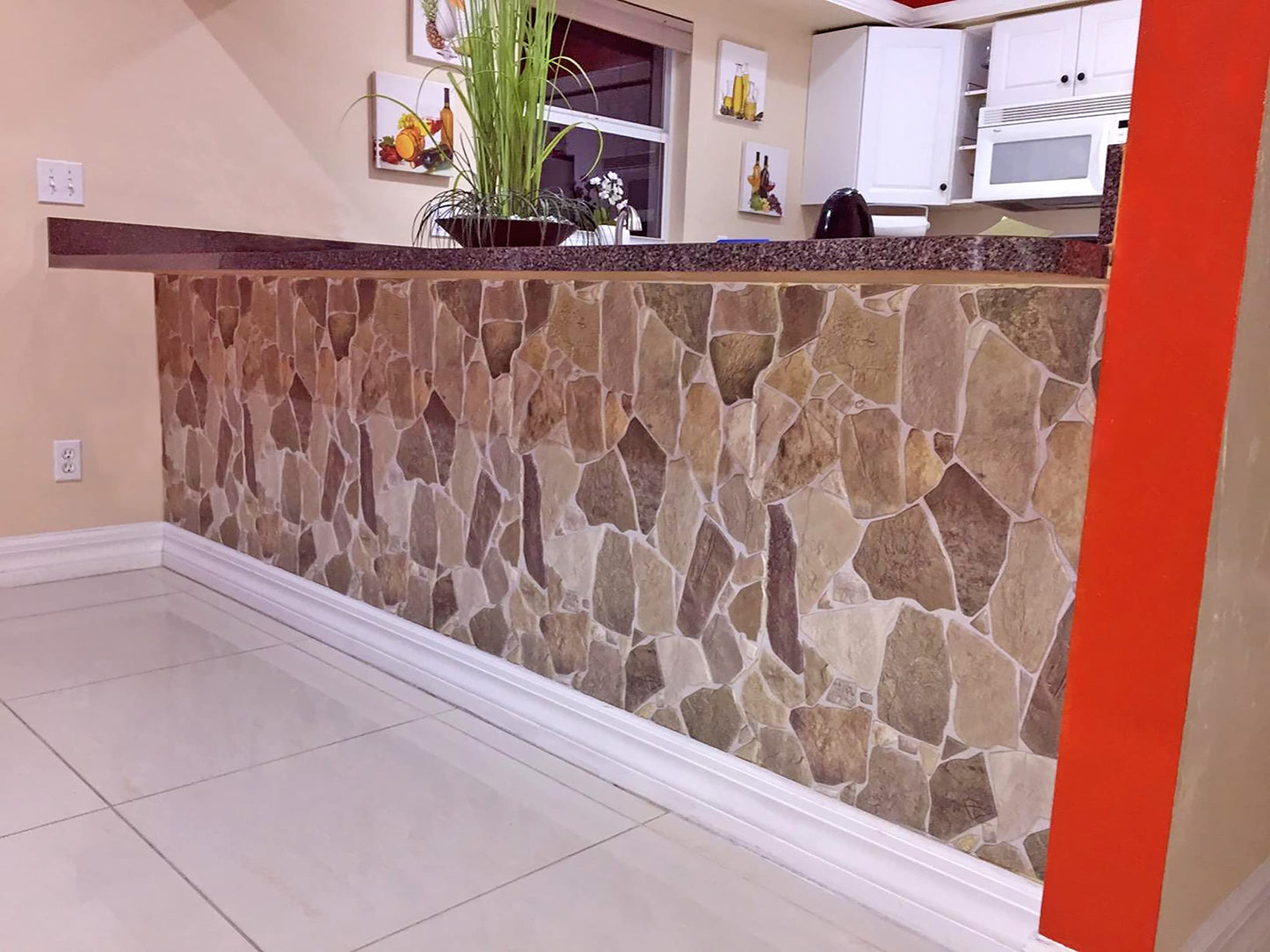 Dundee Deco 3D Stone Wall Panels PVC - Pack of 5, 39"x25" Panel, Covers 33.5 sq. ft - Brown Beige Wall Paneling for Interior Wall Decor