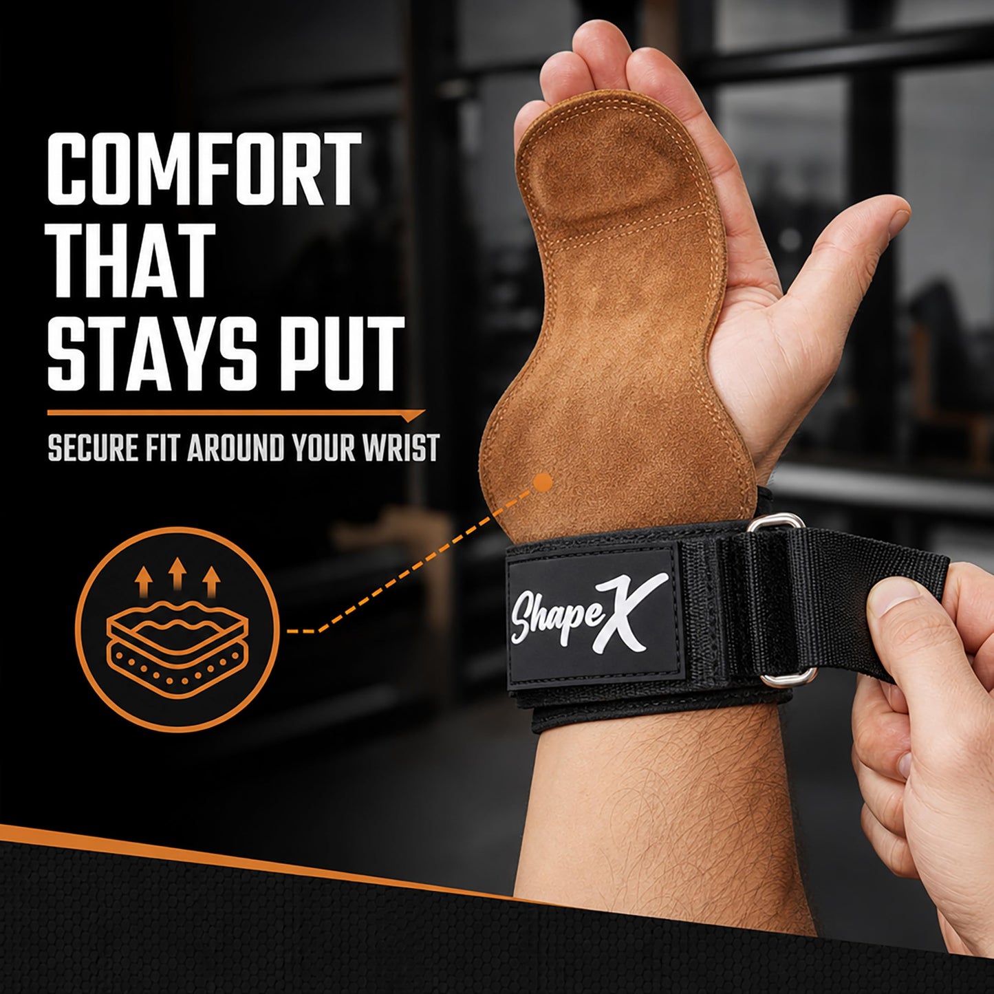 ShapeX Pull up Hand Grip for Men and Women - Weight Lifting Straps for Deadlift - Replacement for Versa, Crossfit Grips - Gym Hand Strap for Excercise and Gymnastics